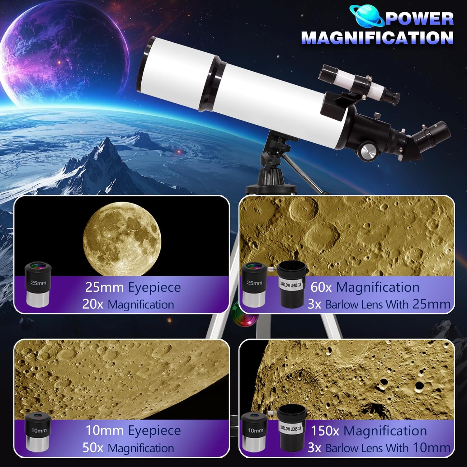 Thumbnail 2 de QQ CAT 70mm aperture refractor telescope with phone adapter (500mm focal length, up to 150x) – tripod & carry bag