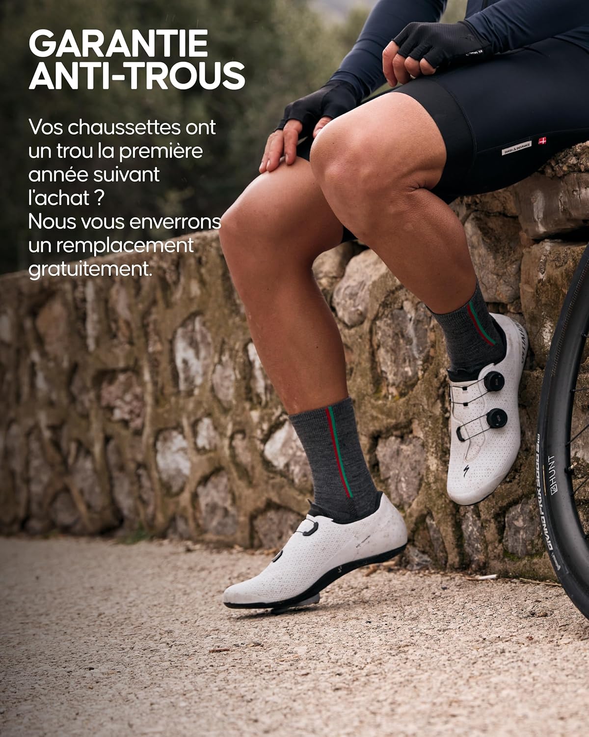 Detalle 2 de DANISH ENDURANCE Chaussettes de cyclisme en laine mérinos thermiques (lot de 2)
