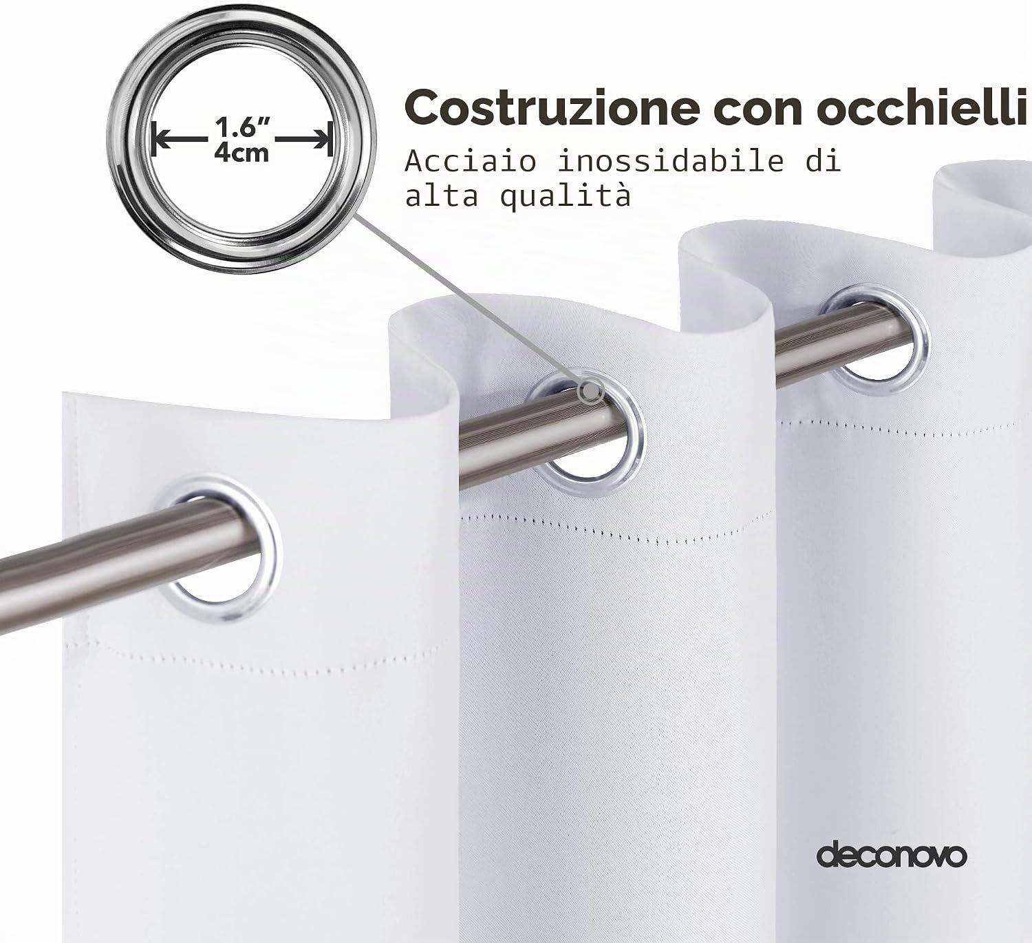 Thumbnail 5 de Deconovo Tenda Oscurante da Interno 140x260 cm – Grigio Perla, 1 Pannello, Design moderno ed elegante