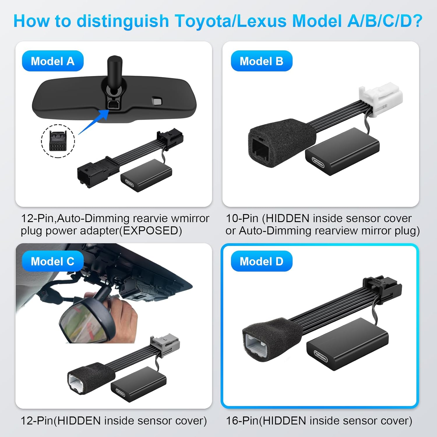 Thumbnail 4 de Mangoal Dashcam Power Adapter pour Toyota et Lexus — connecteur 16 broches et port d’assistance au maintien de voie (modèle D)