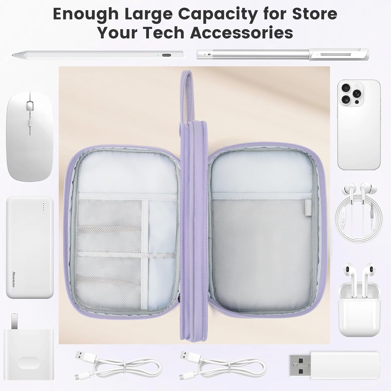 Thumbnail 4 de Skycase Kabeltasche Organizer (klein) für USB, Powerbank, Ladekabel & Zubehör – Pale purple