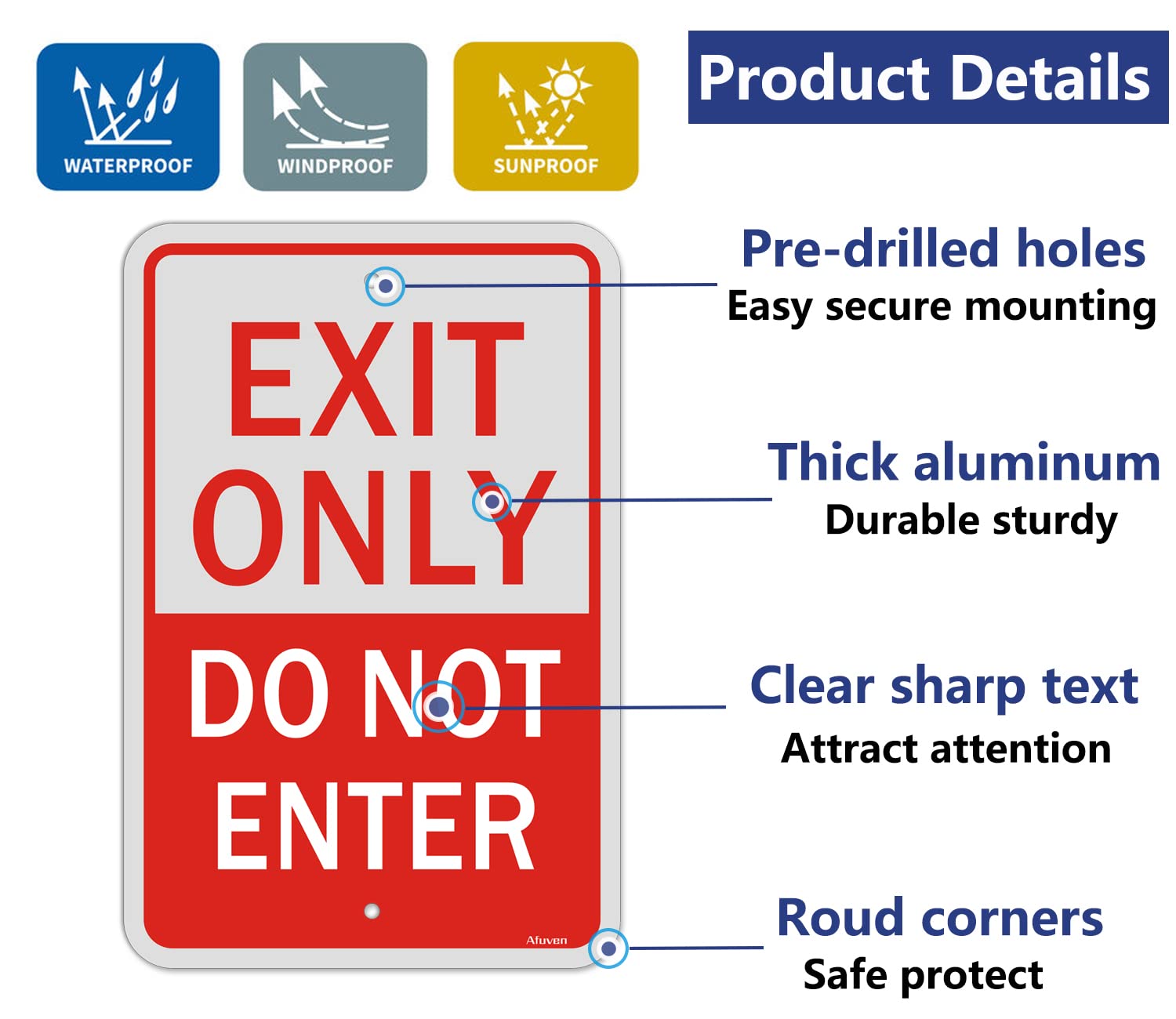 Detalle de Exit Only Do Not Enter Sign 12 x 18 Inch