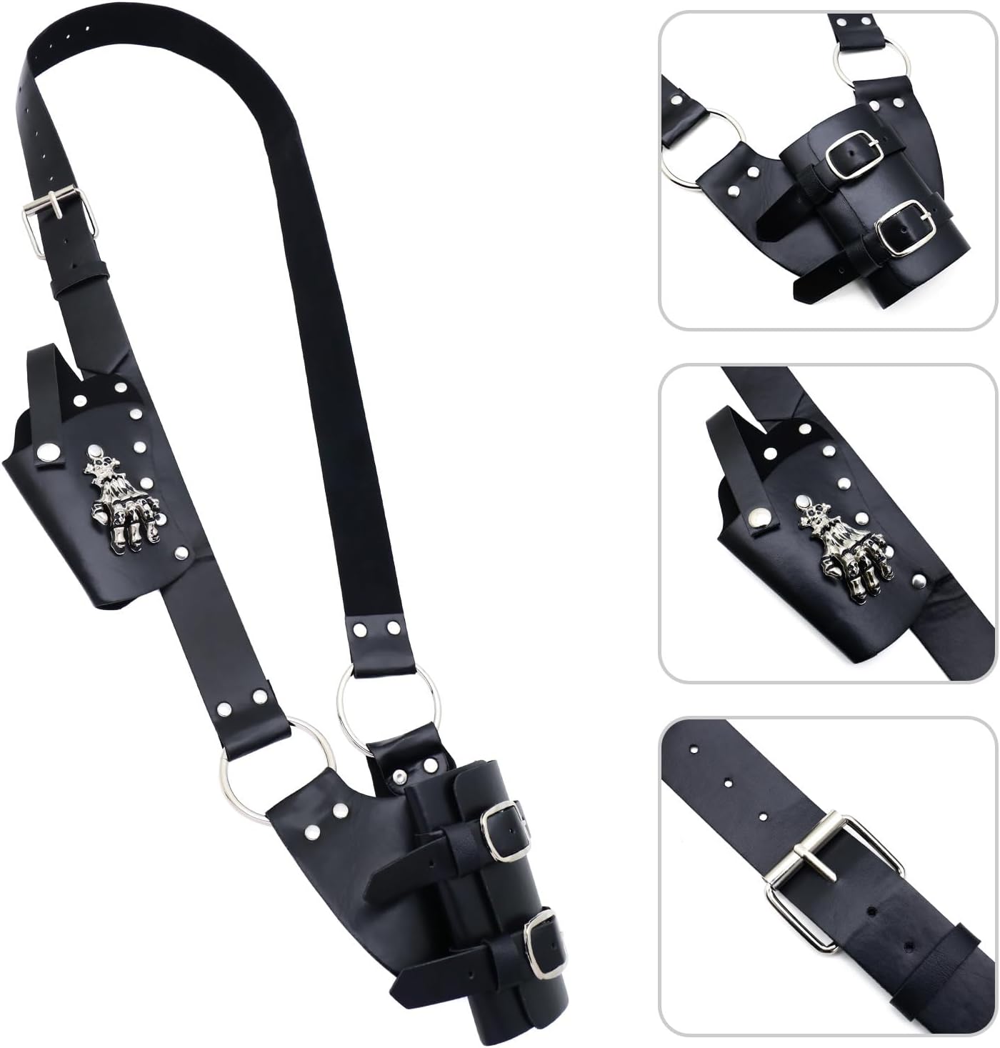 Detalle de Medieval Leather Belt Sword Frog Holster – Adjustable Shoulder Strap for Swords and Daggers