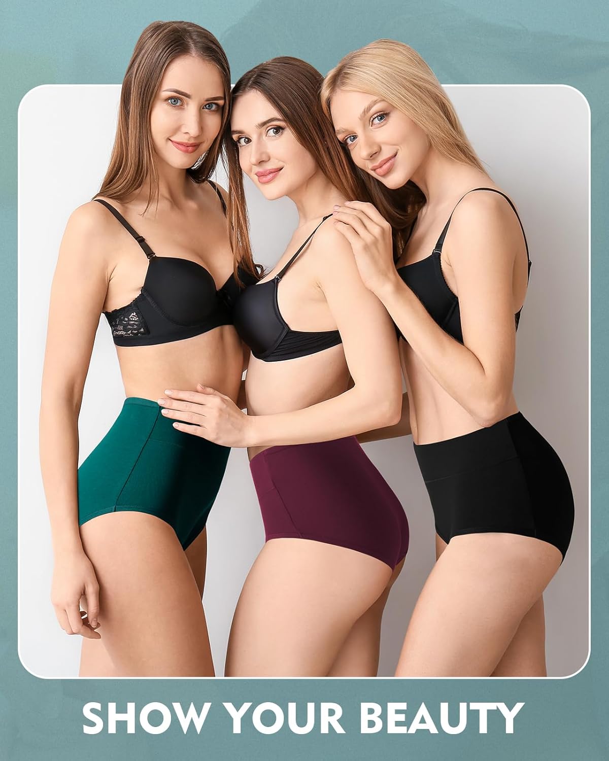 Thumbnail 5 de TANSTC Bragas Mujer Algodón Culotte Cintura Alta 5 Pack