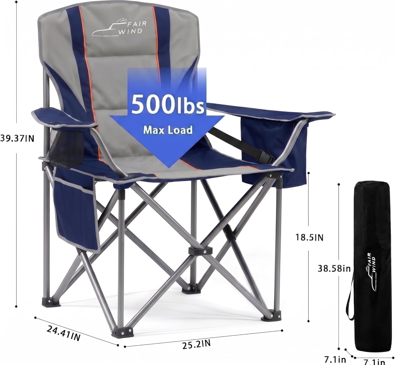 Thumbnail 2 de FAIR WIND Oversized camping chair 450 lbs