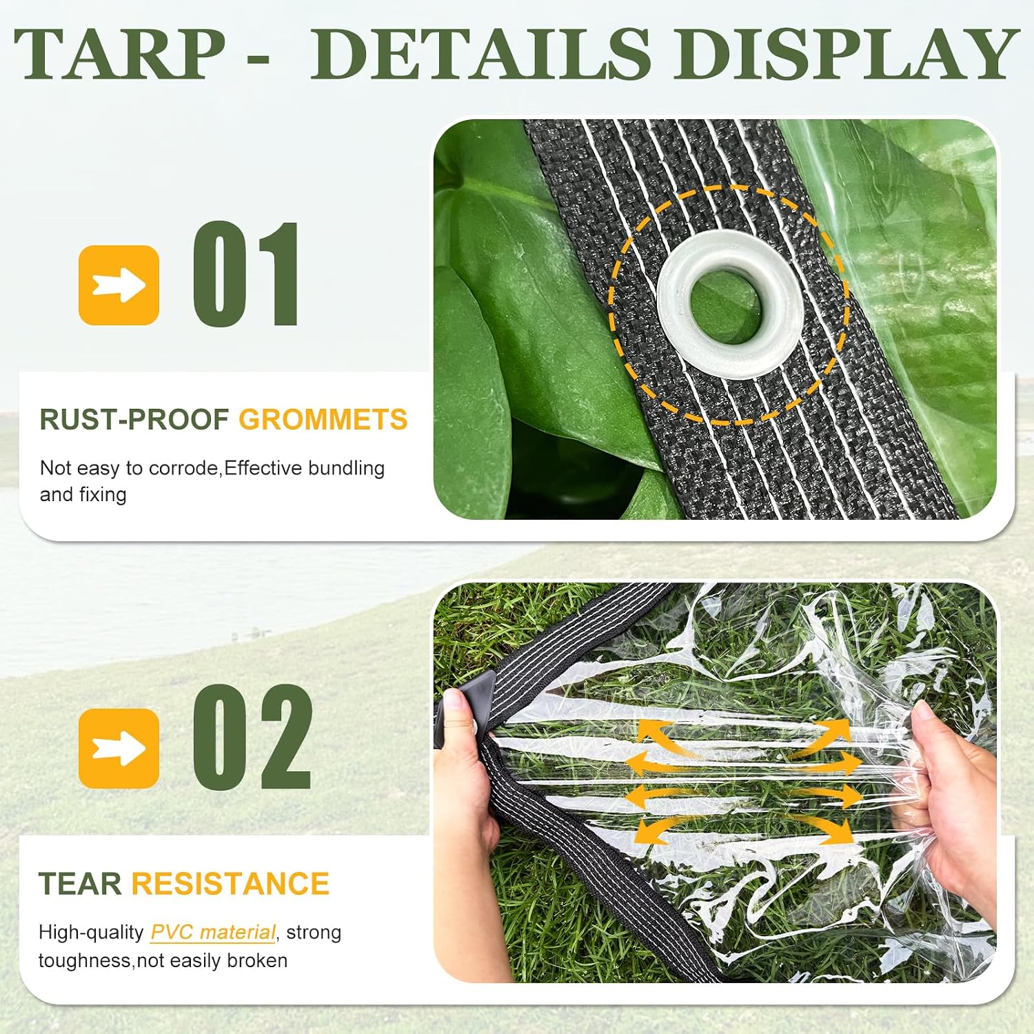 Detalle 2 de Clear PVC Tarp, 10 x 12 ft