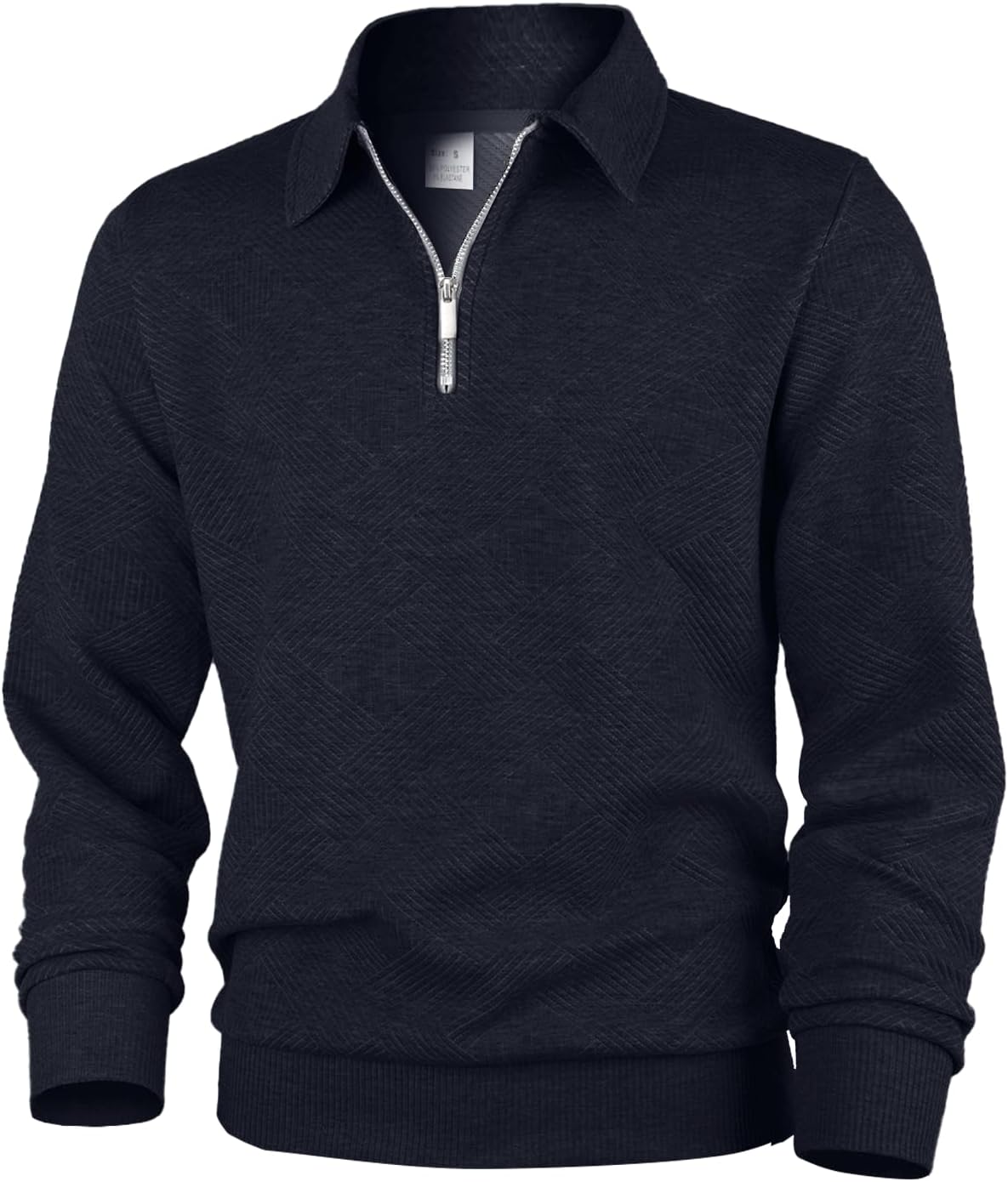 Detalle de Pull homme en tricot à col rabattu zippé 1/4 Jywmsc