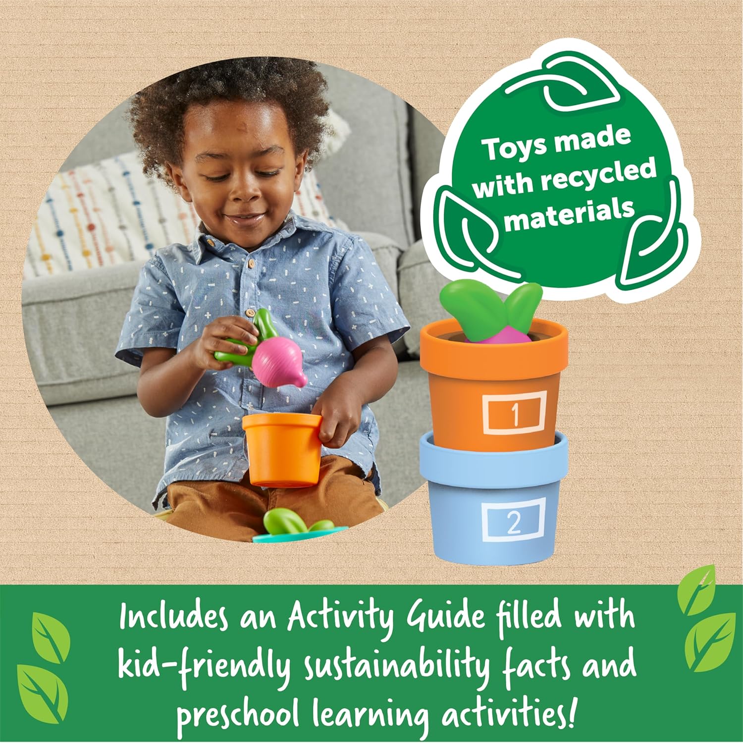 Detalle de Learning Resources Hide & Seek Vegetable Garden – Gioco educativo sostenibile per bambini 18 mesi