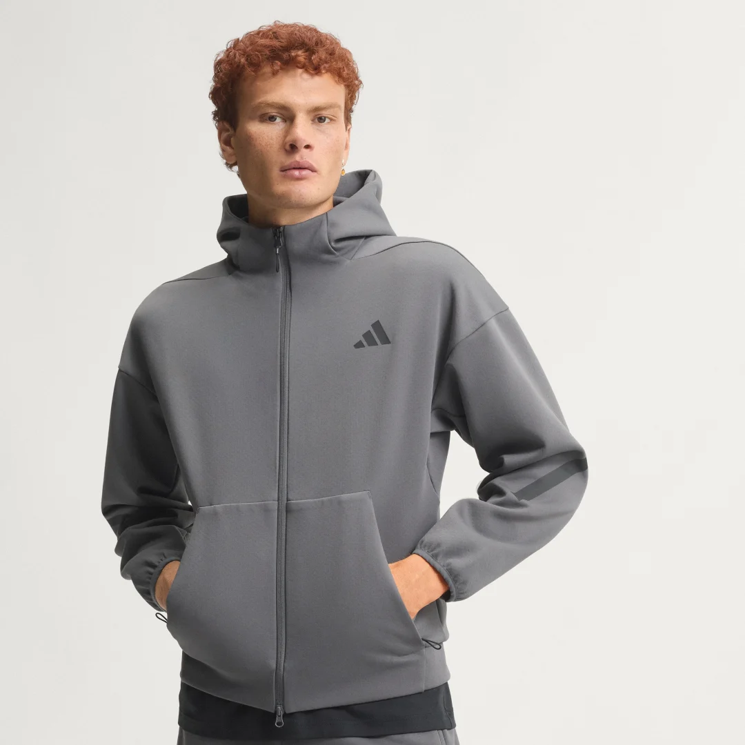 Detalle de Sudadera Adidas Z.N.E. con cierre de cremallera (gris)