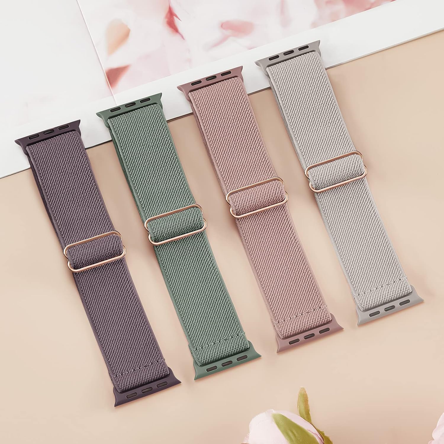 Thumbnail 1 de CCnutri 4 Pack Stretchy Nylon Sport Strap for Apple Watch (38mm–42mm, plus Ultra/SE/Series 1–11 compatibility)
