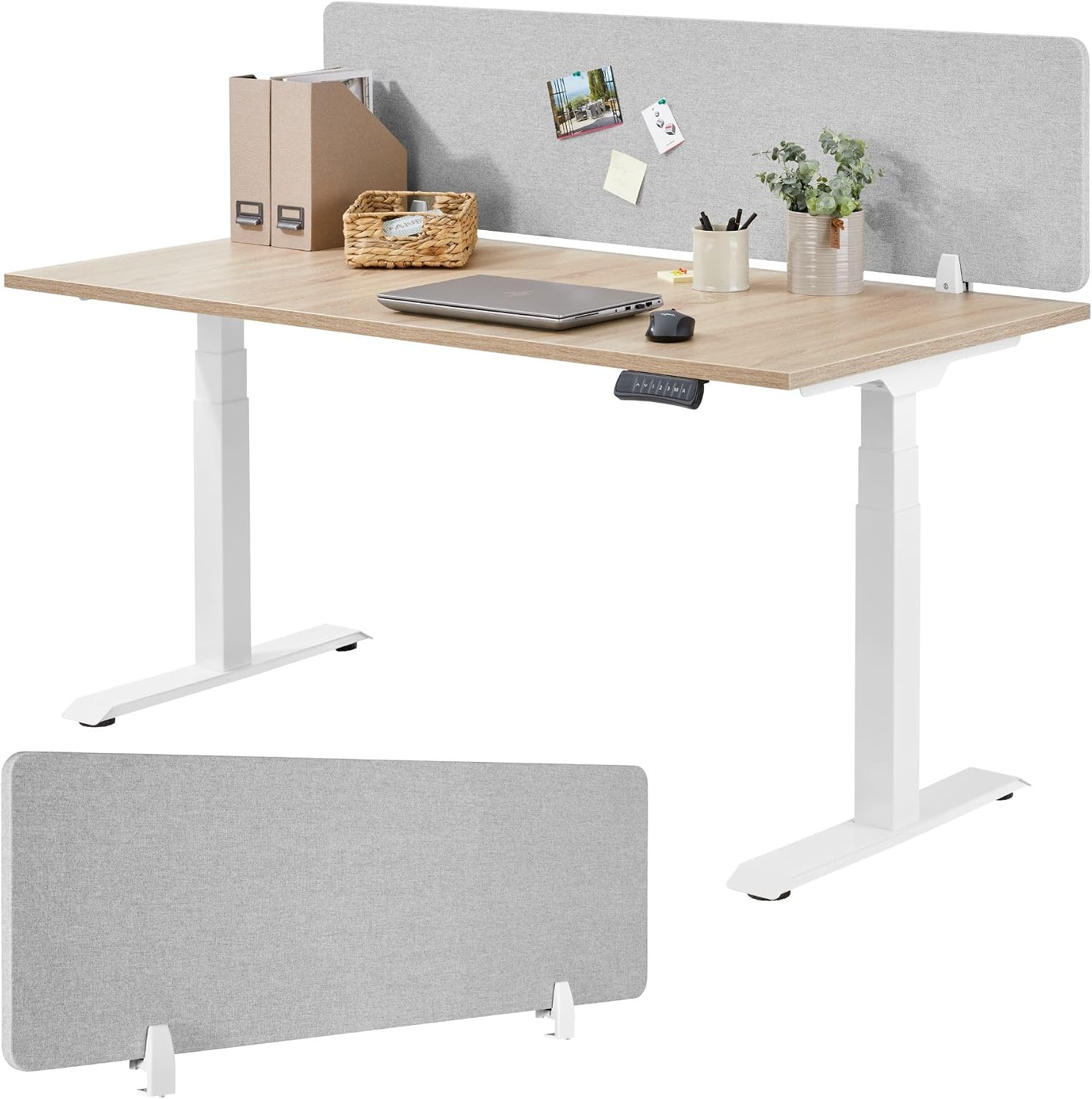 Detalle de tectake 405120 skrivbordsskärm 160 × 40 cm med PET-kärna och polyester
