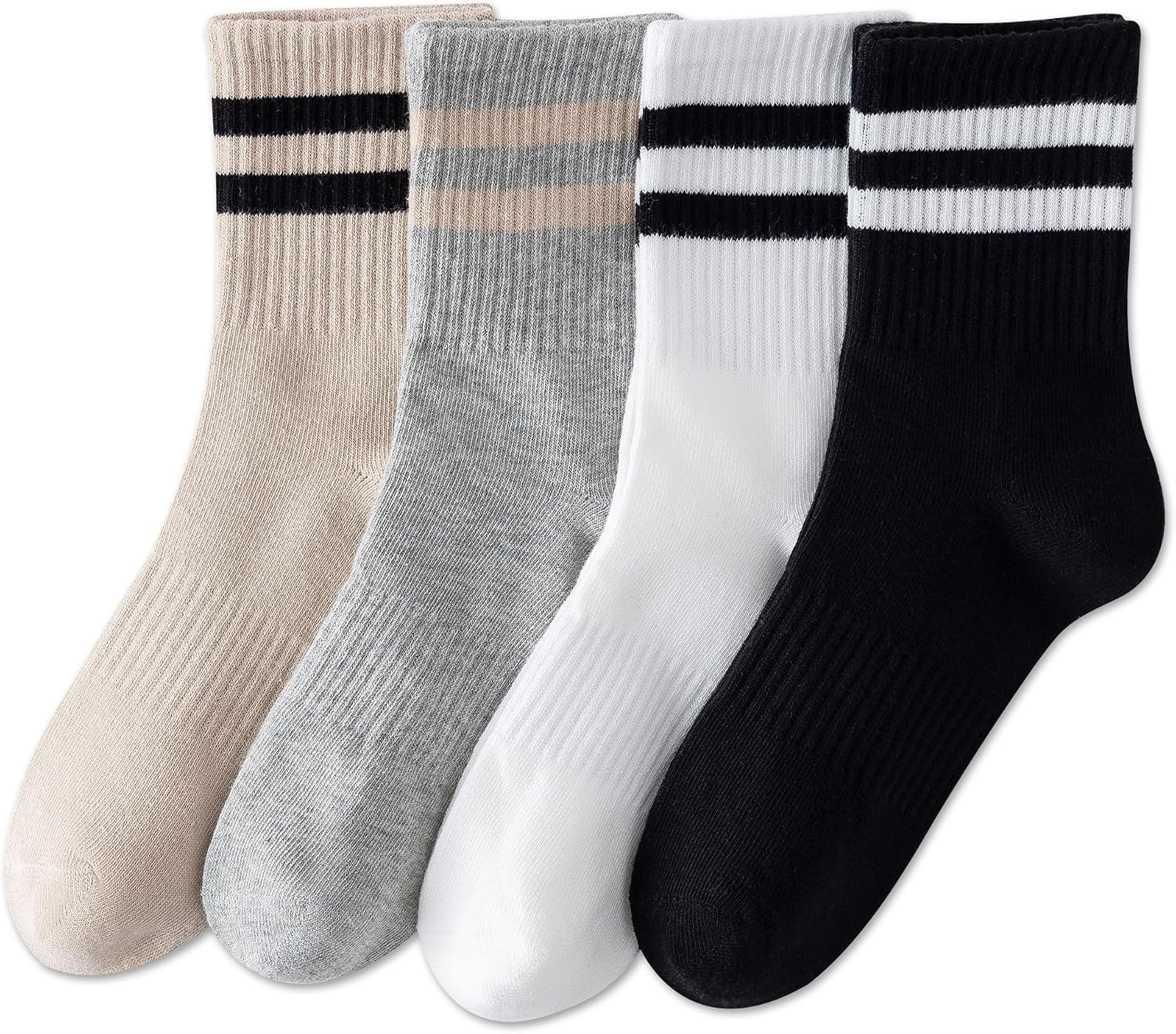 Detalle de YUWELL Womens Striped Crew Socks 4-pack