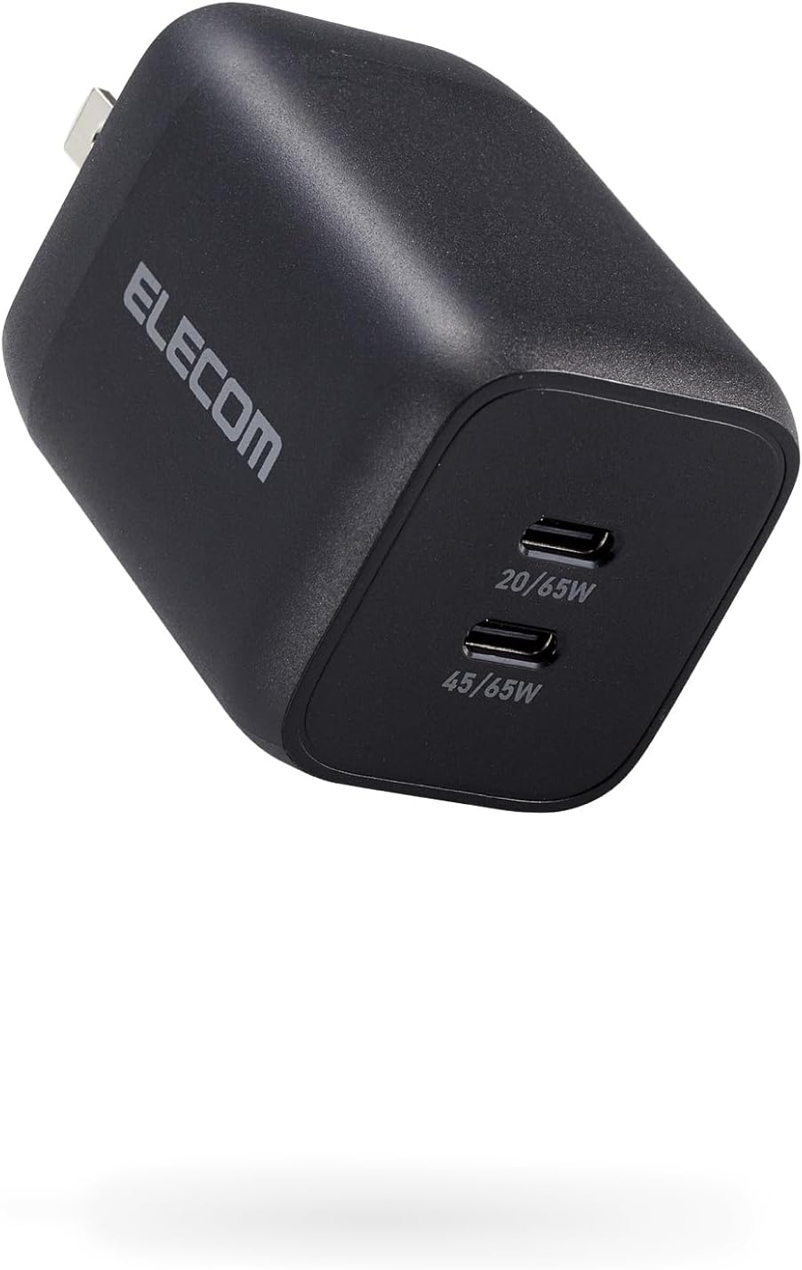 Detalle de エレコム EC-AC4365BK USB Type-C充電器 2ポート・最大65W・GaN採用、折りたたみ式プラグ