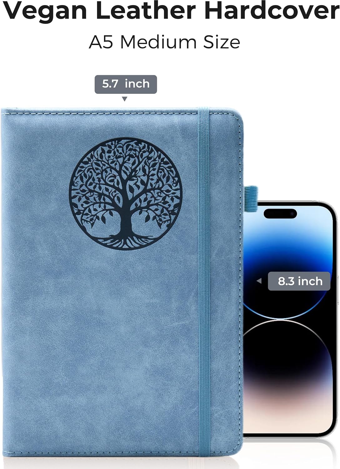 Thumbnail 4 de BIYUNRO A5 Lined Journal, Blue Faux-Leather Hardcover, 160 Pages