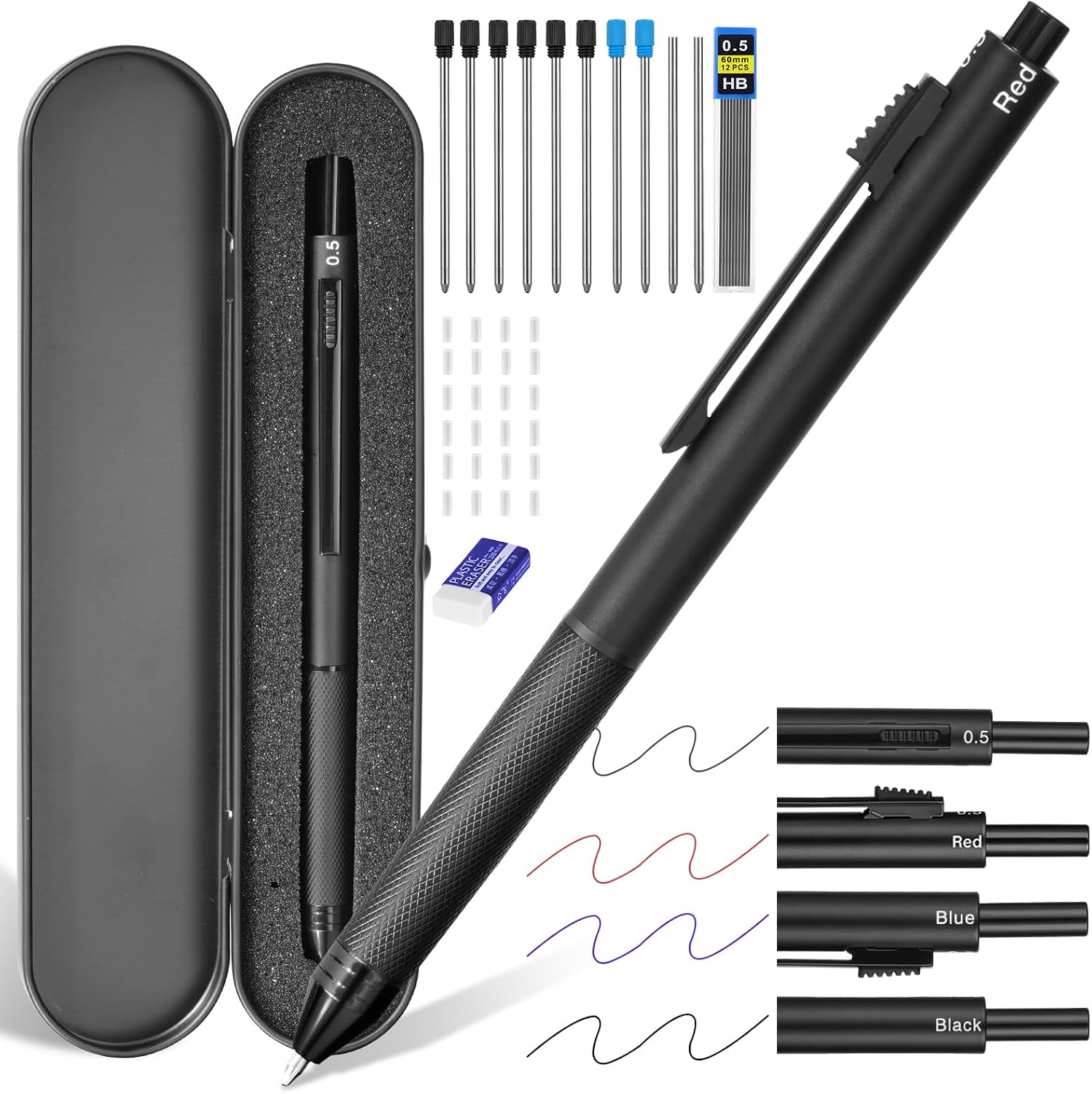 Detalle de AUAUY M1-3417268 4-in-1 pen met 3 kleuren en 0,5 mm potlood