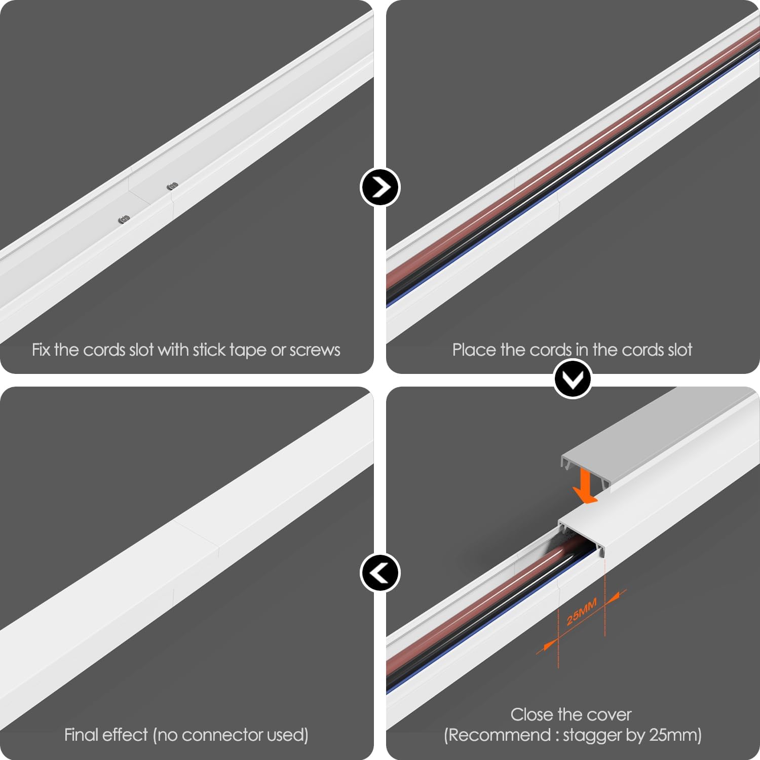 Thumbnail 2 de Anomat Cable Trunking Kit 15 Pack 400mm Self-Adhesive Wire Cover (Paintable White) – 6m Wall-Mounted Cable Hider