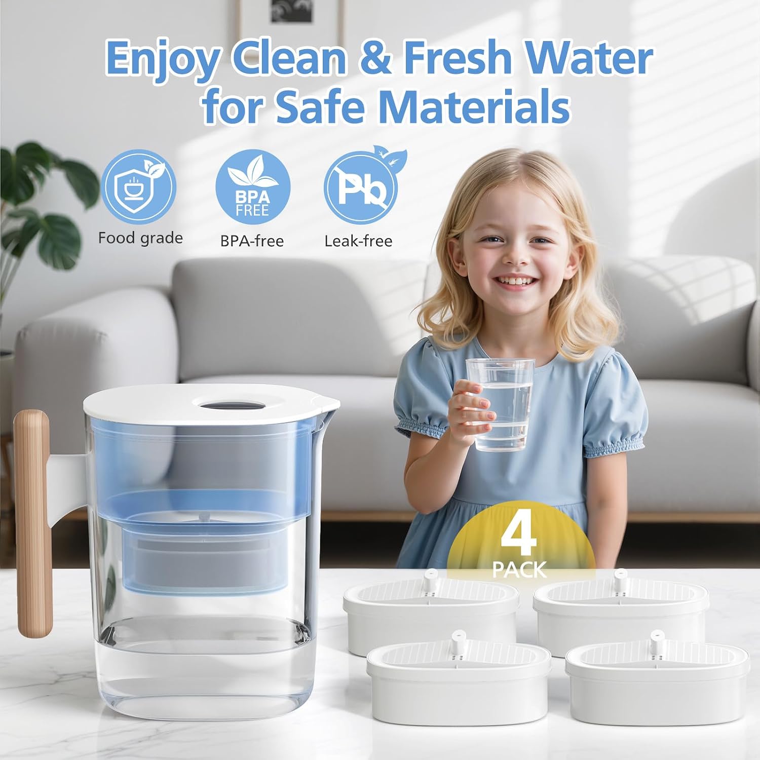 Detalle de GN3D 4 Replacement Water Filter Cartridges for Waterdrop WD-PF-01A Plus (NSF 42)