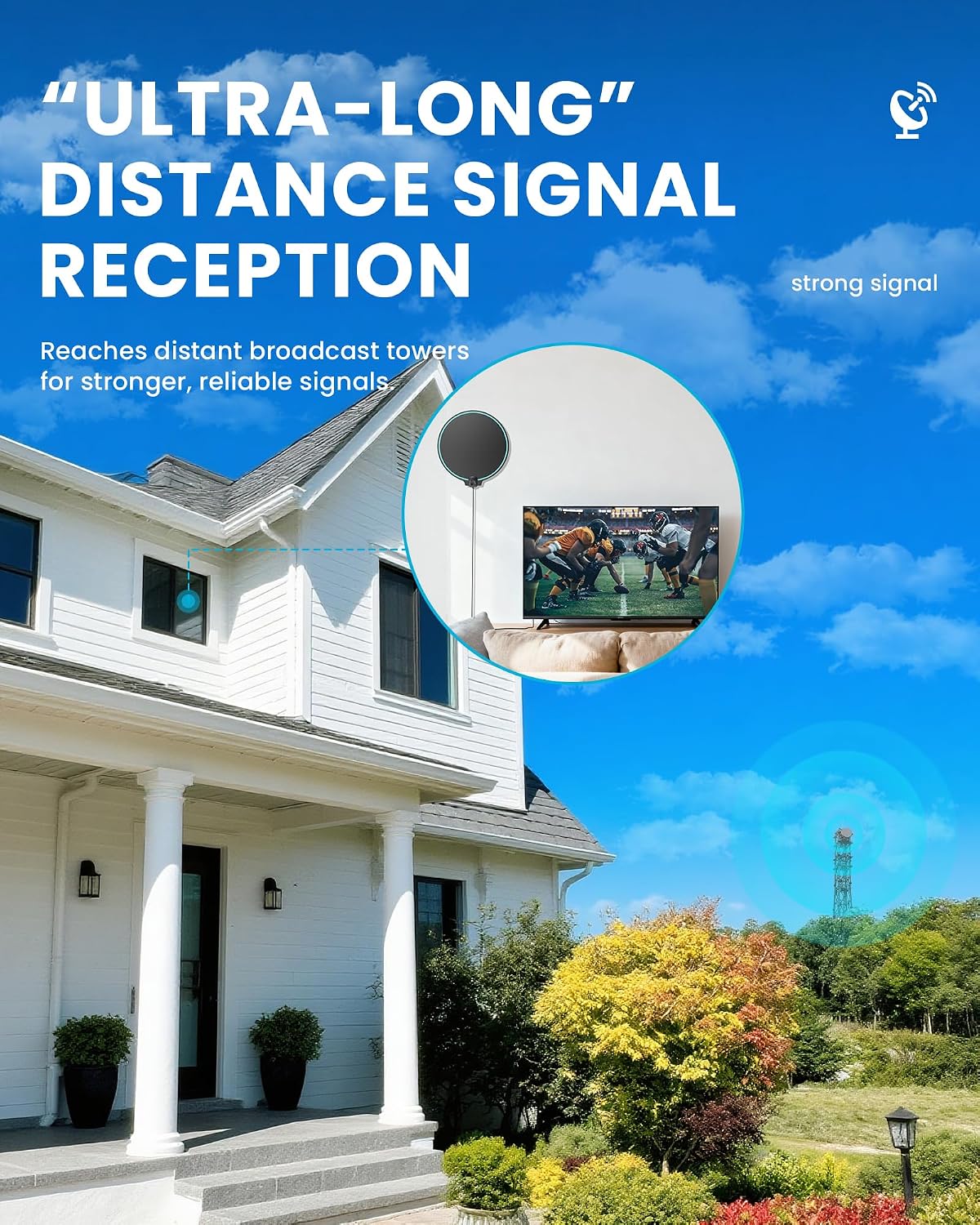 Thumbnail 3 de TV Antenna for Smart TV Indoor: 360° Signal Reception, 4K/1080p HDTV, 16.8ft Coax Cable