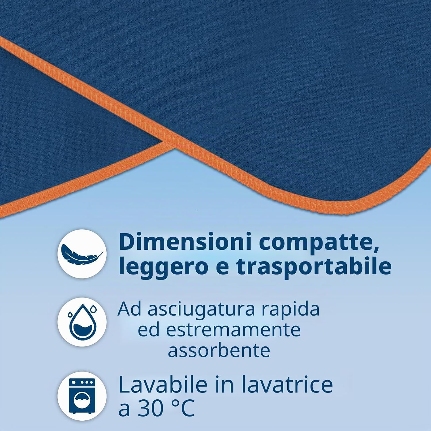 Detalle de KUOGAS Poncho da bagno per uomo 117x88 cm in microfibra Blu Scuro