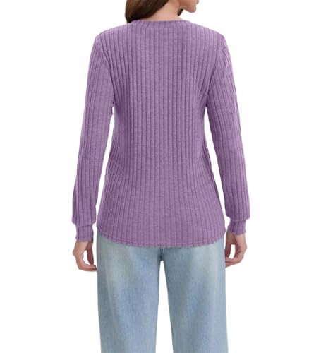 Detalle 2 de Haslike T-shirt col V côtelé longues pour femme