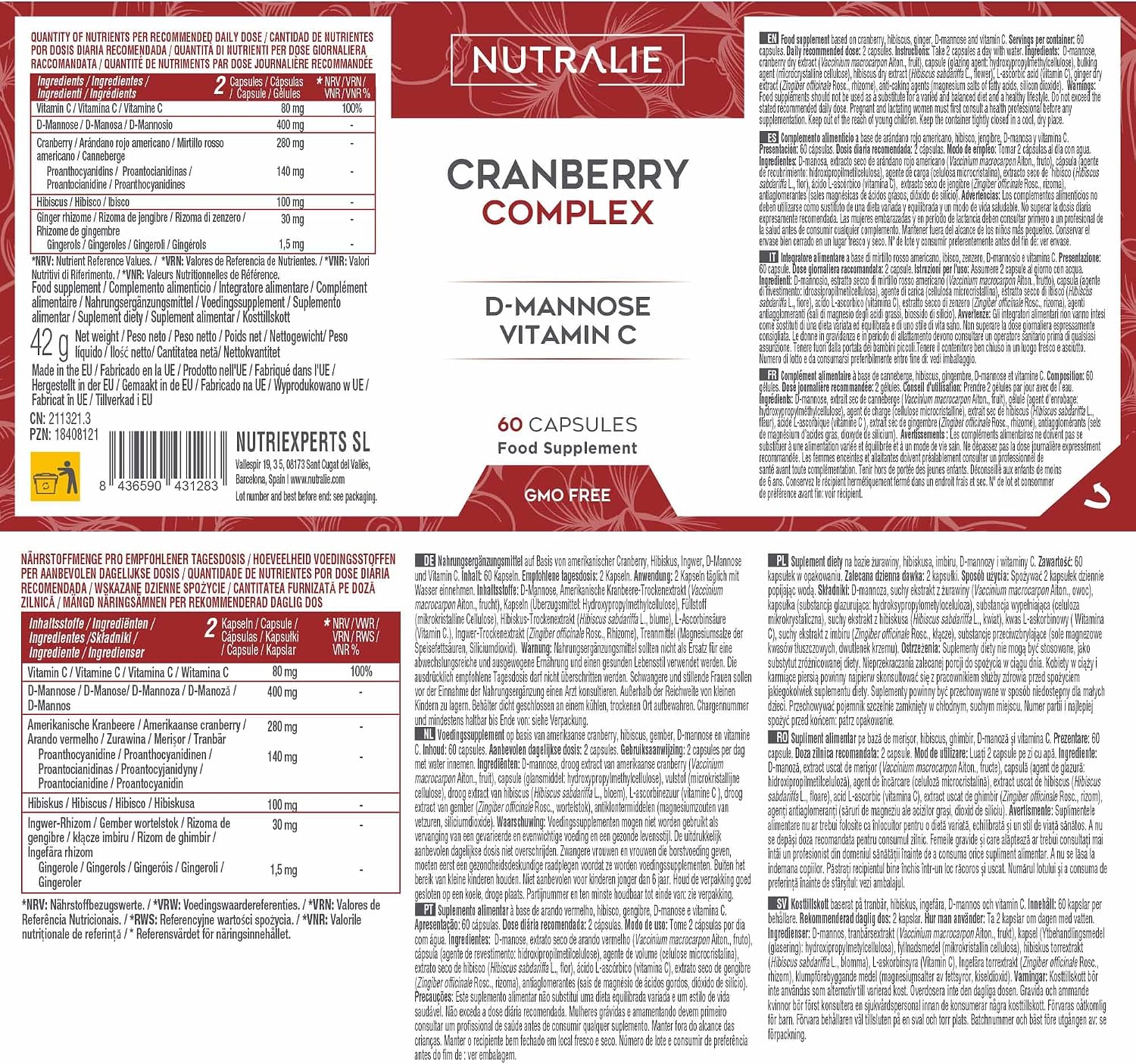 Thumbnail 5 de NUTRALIE Cranberry Complex 60 cápsulas 1 mes