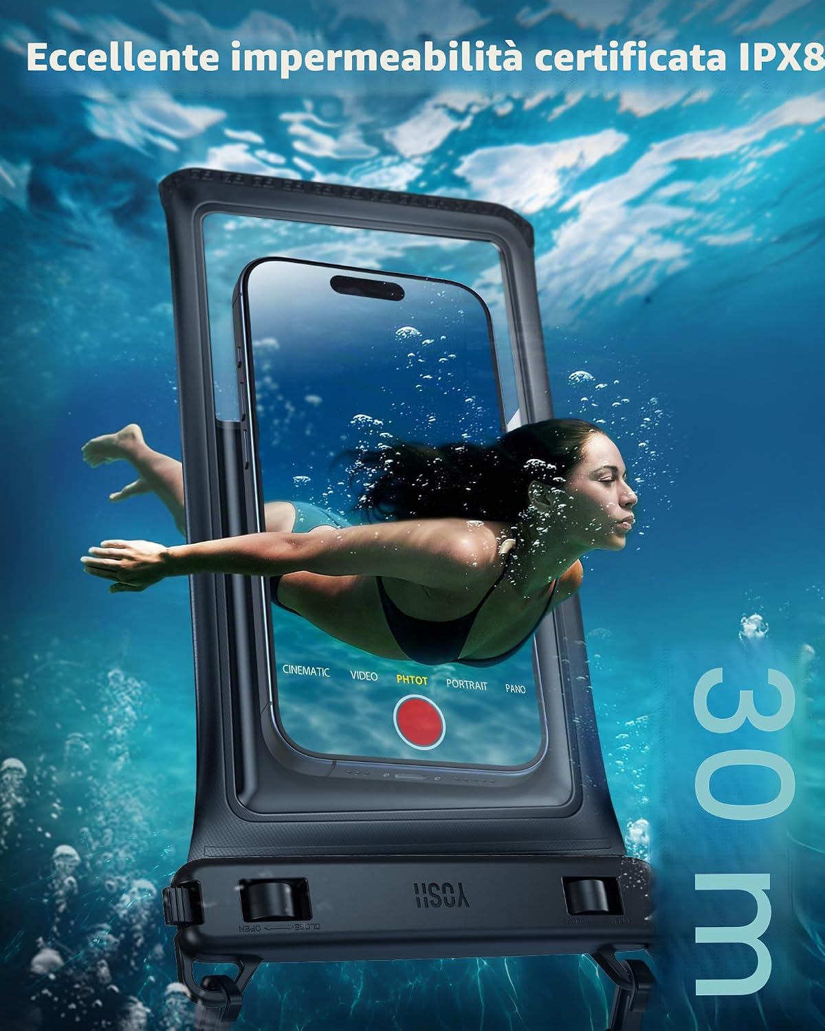 Thumbnail 3 de YOSH Custodia Impermeabile per Smartphone fino a 7,5" – Doppie Tasche 3D, IPX8, Subacquea per iPhone/Samsung e altro