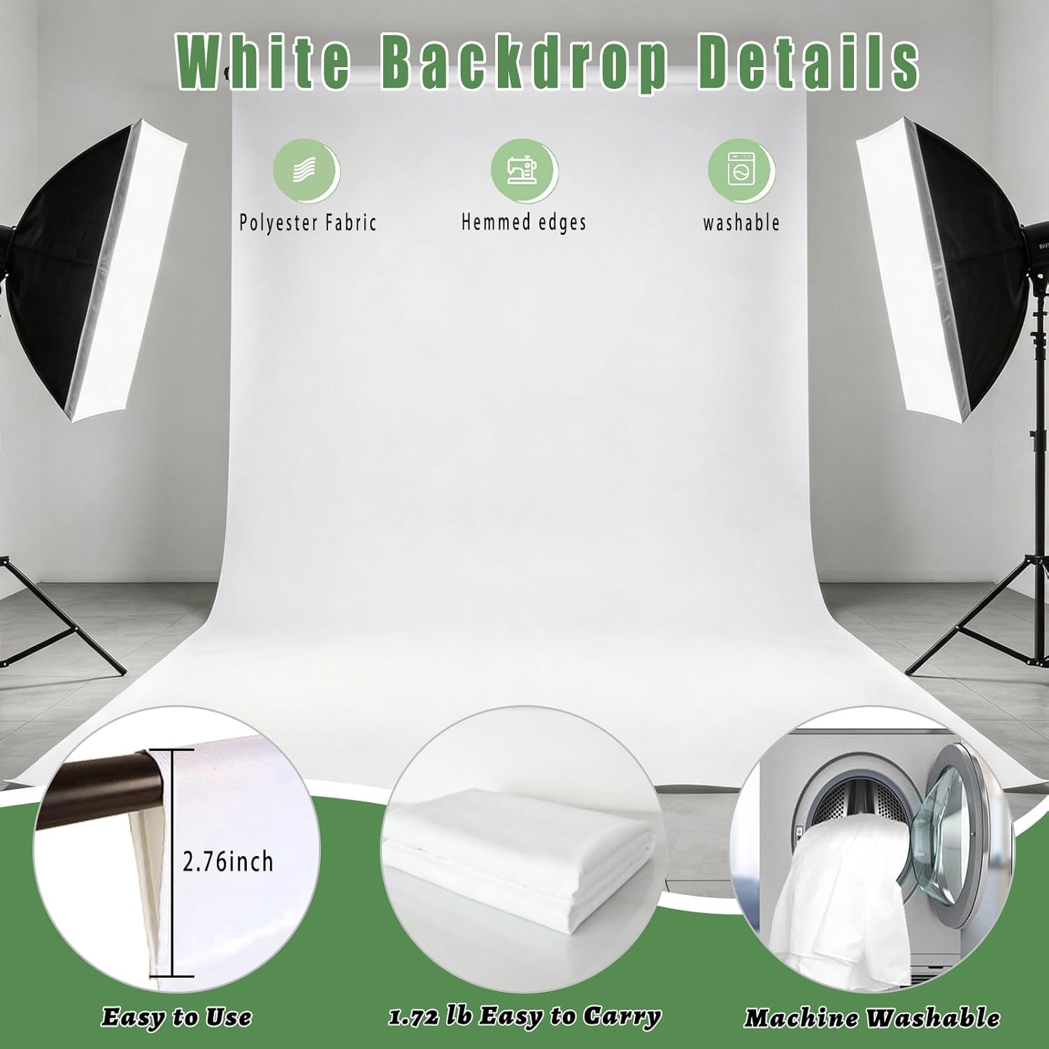 Thumbnail 4 de White Photography Backdrop 8x10FT