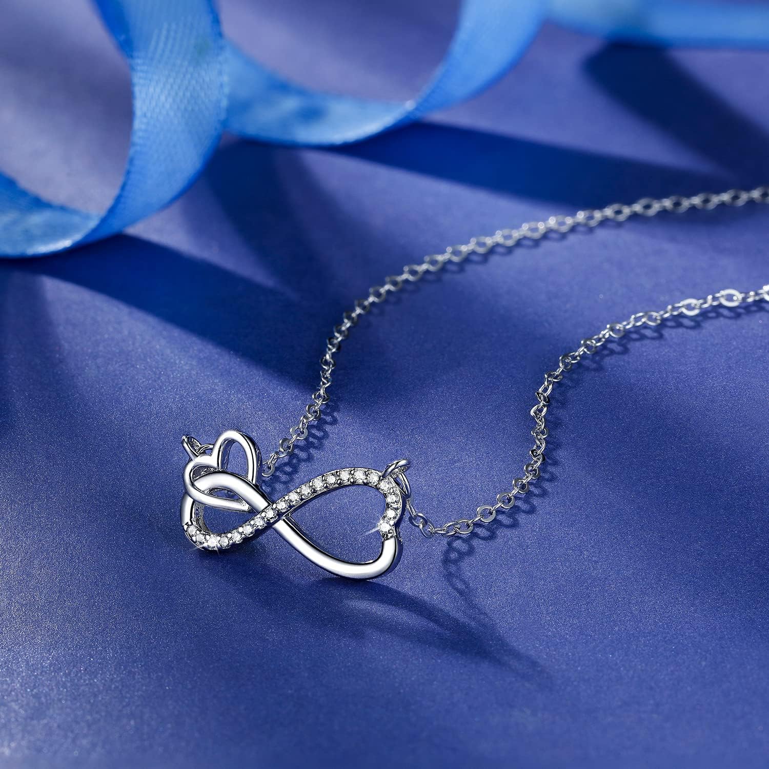 Detalle de Viwind Damen Halskette aus 925 Sterling Silber mit Infinity- und Herz-Anhänger