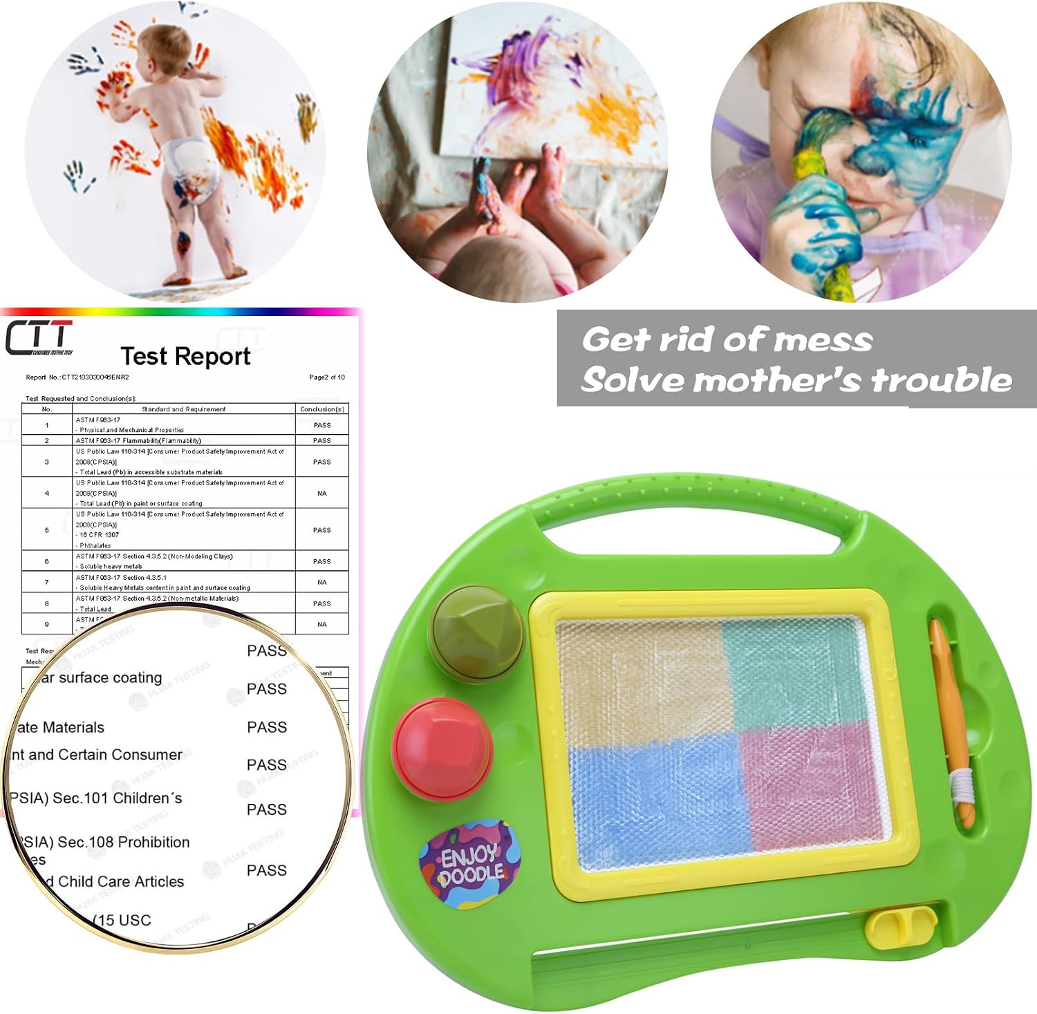 Detalle 2 de BABLOCVID Magnetic Drawing Board 4-Color Zones