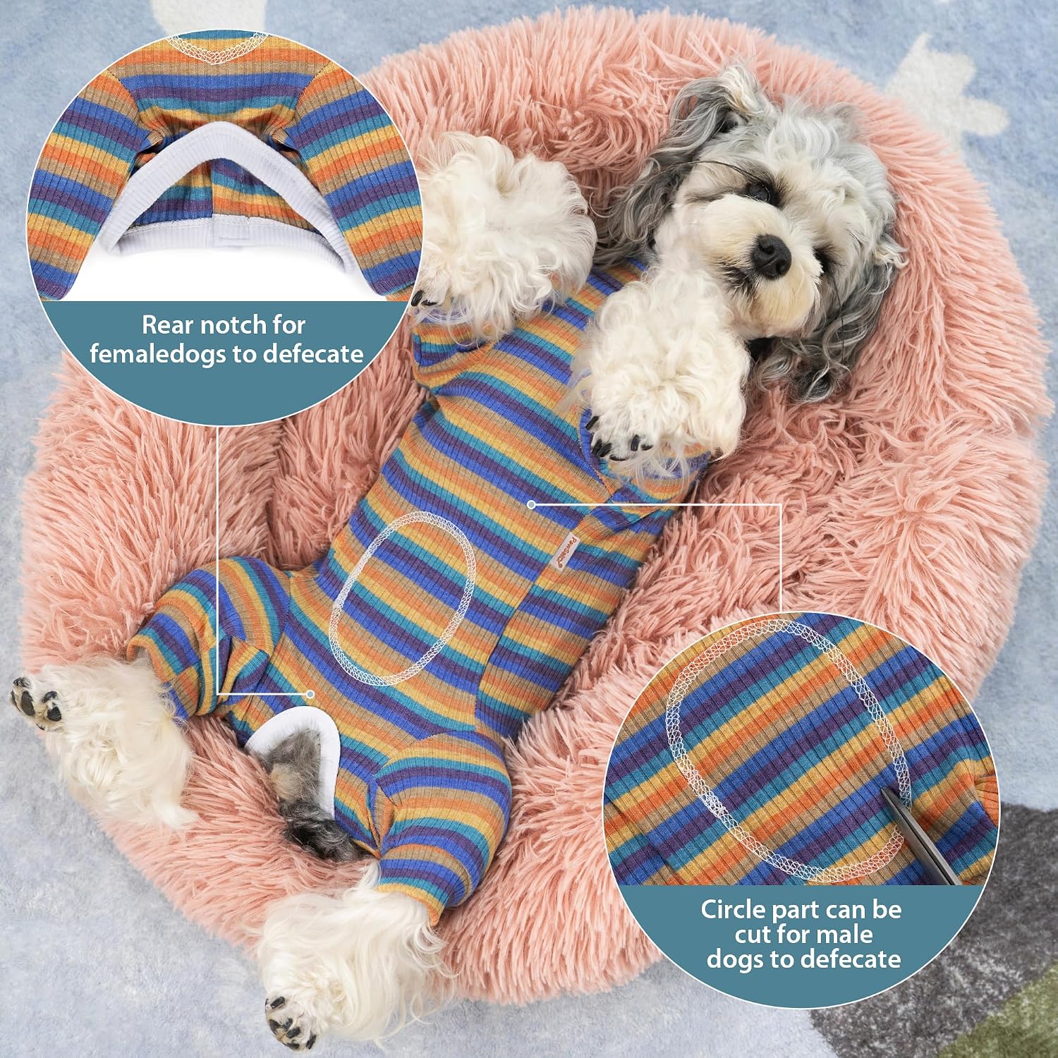 Thumbnail 3 de PawSailor Dog Surgery Recovery Suit Sleeve – Full Bodysuit in Blue-Yellow, 95% Cotton