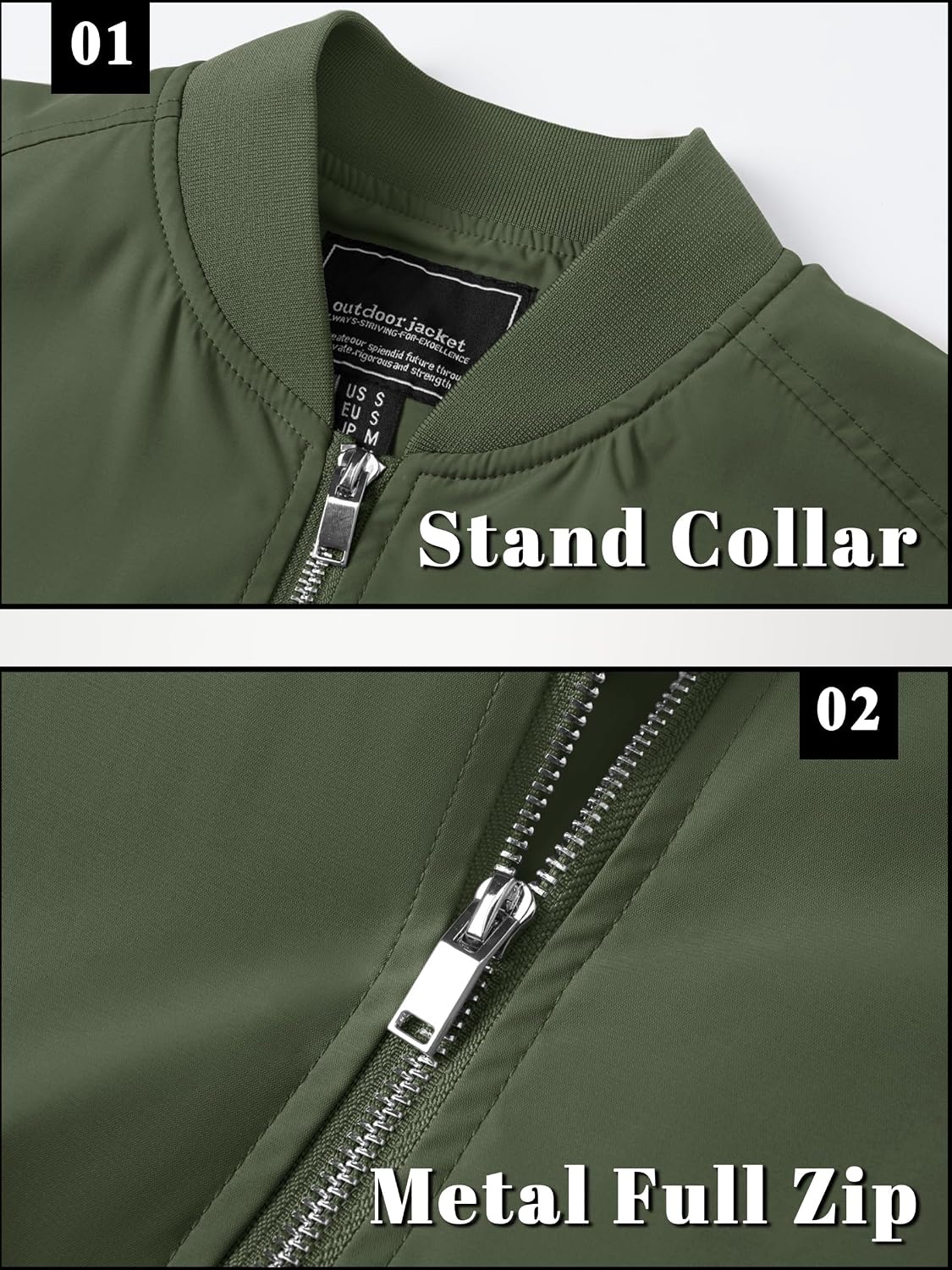 Detalle 1 de TACVASEN Men's Lightweight Jacket, Windproof Full-Zip Coat with Pockets