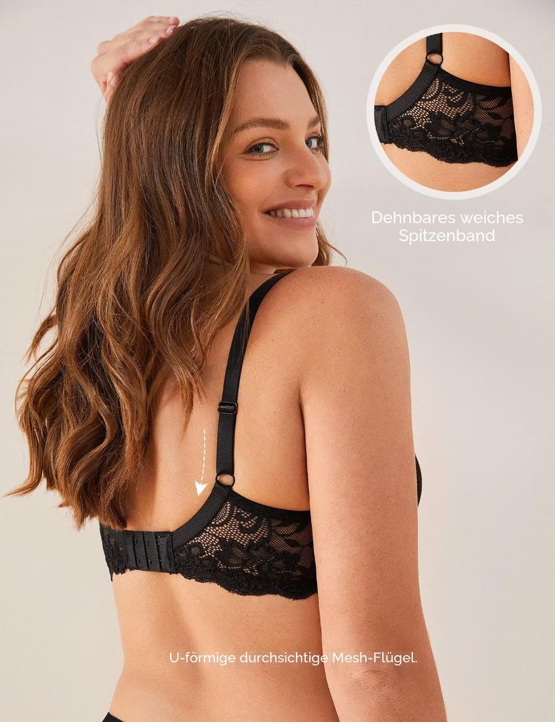 Detalle de Deyllo Push-Up-BH für Damen mit Spitze – gepolsterte Bügel-BH, hebt an und vergrößert um eine Körbchengröße
