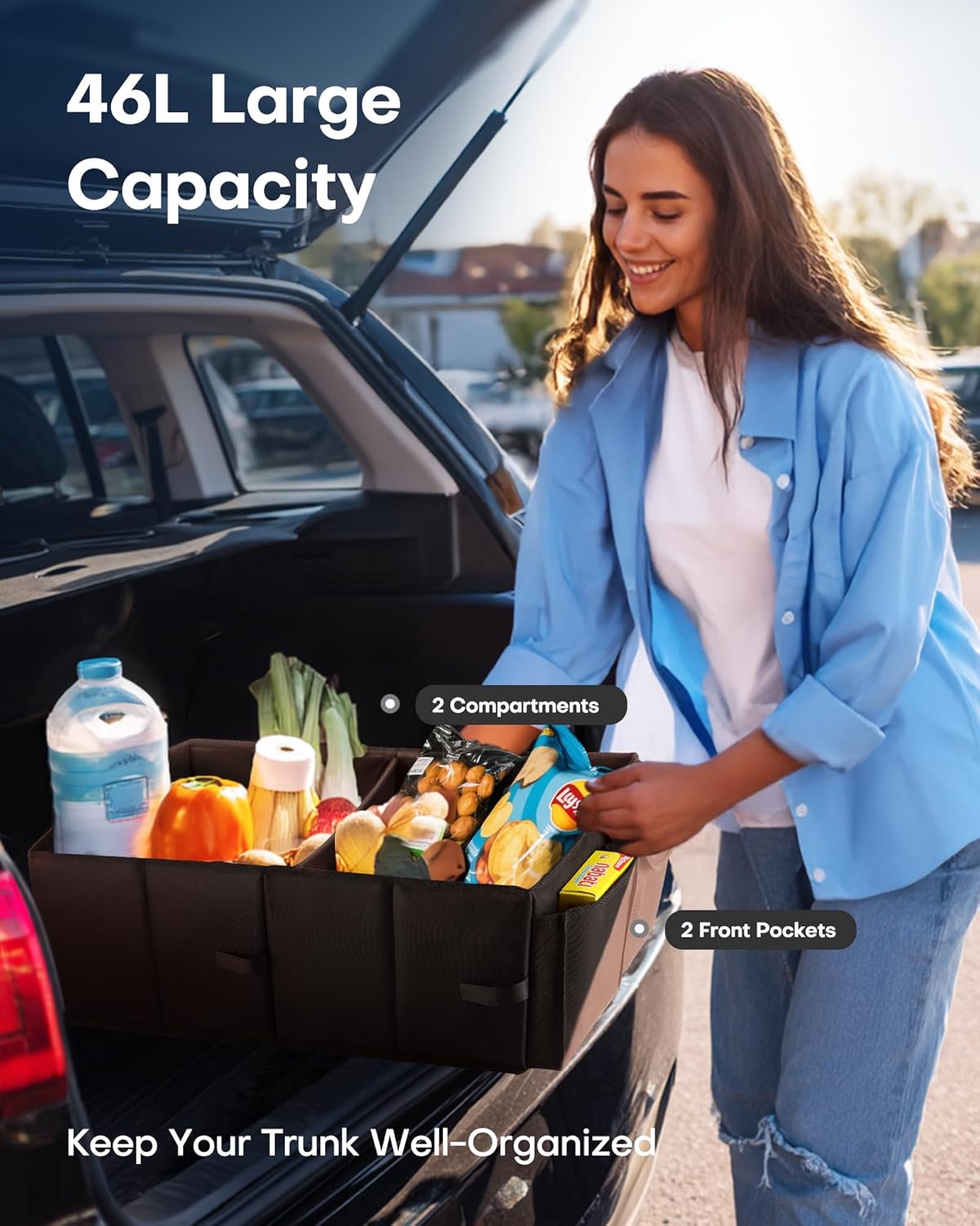 Detalle 2 de HOTOR Car Boot Organiser 54 cm collapsible trunk organiser