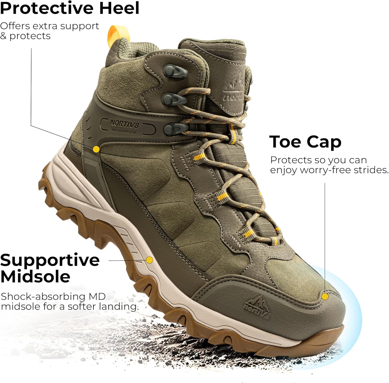 Thumbnail 5 de NORTIV 8 Men's Waterproof Hiking Boots – Paladin Mid Trekking Boots for Outdoor Adventures