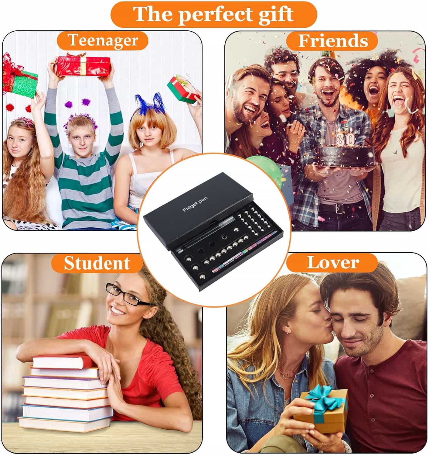 Thumbnail 4 de Magnetic Fidget Pens for Adults & Teens (Graduation Gift) — Deformable magnetic ring + steel ball pen toy