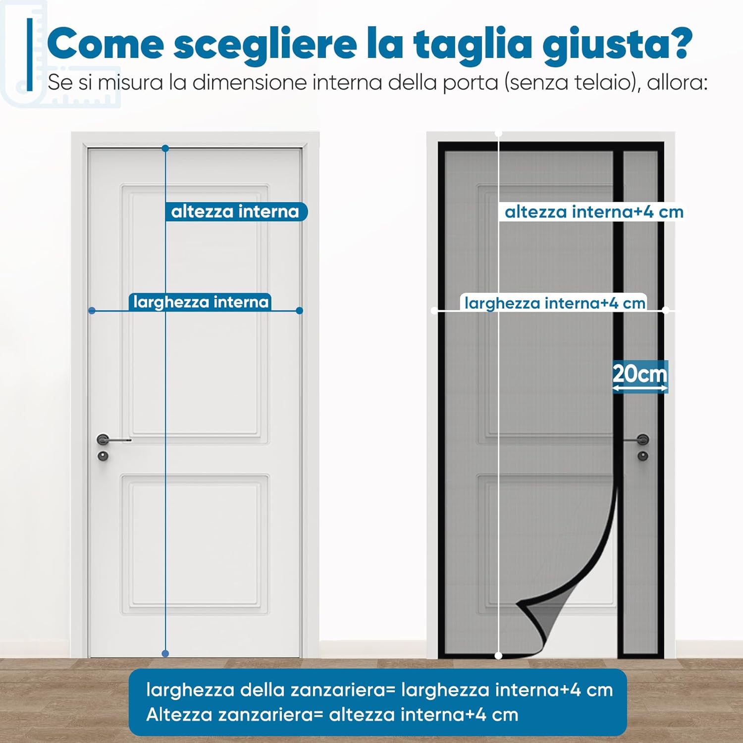 Thumbnail 6 de Sekey Zanzariera per porta a apertura laterale in fibra di vetro, 90x210 cm