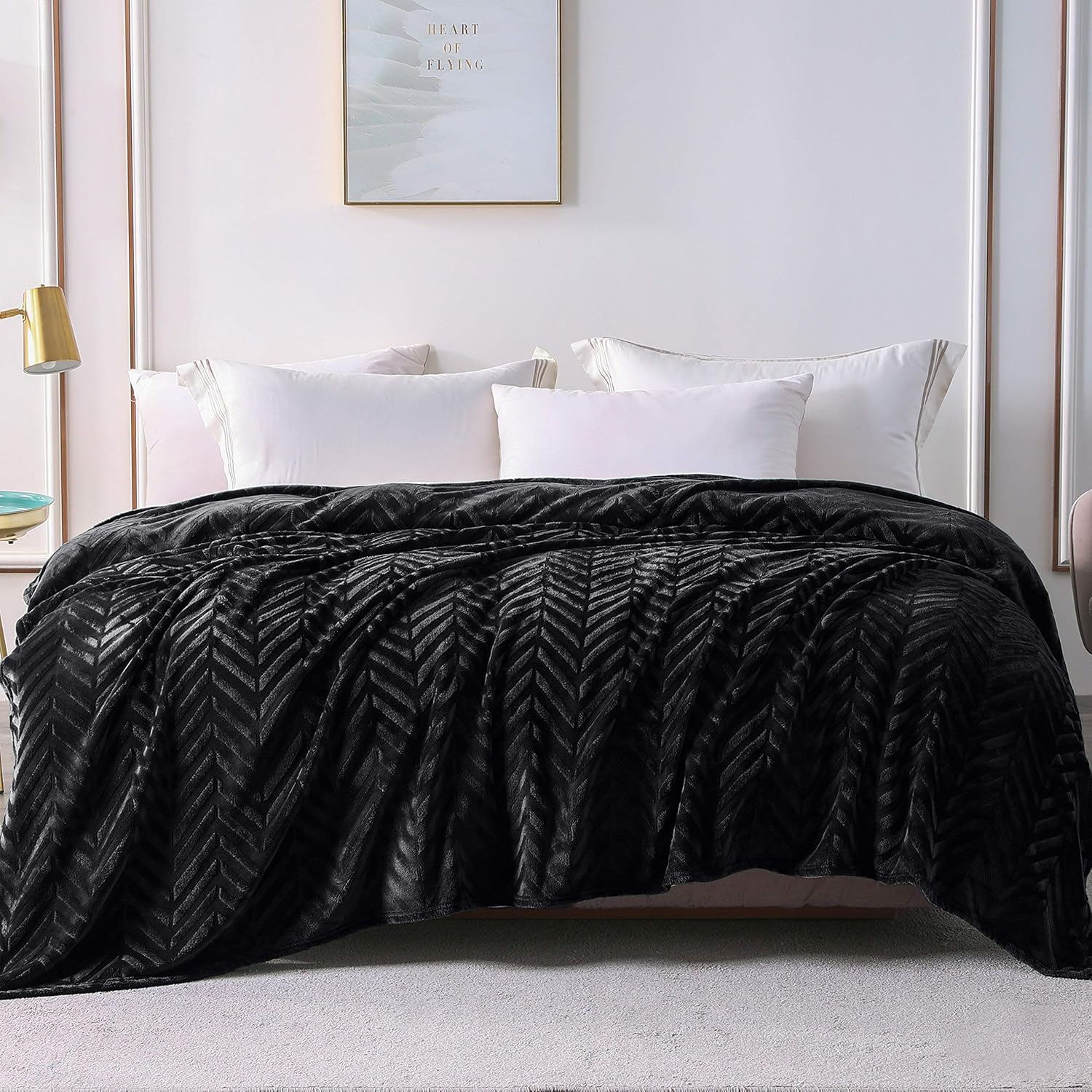 Thumbnail 1 de Whale Flannel Fleece Queen Blanket 90x90 Black