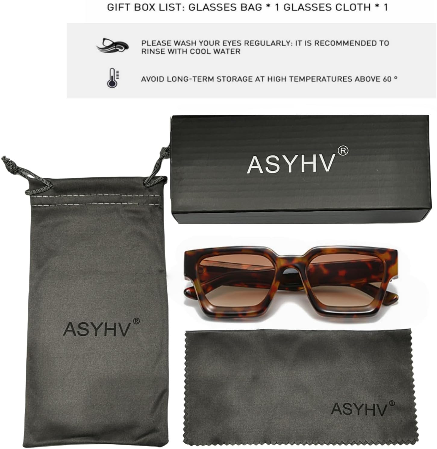 Thumbnail 6 de ASYHV Vintage rechteckige Sonnenbrille mit UV400-Schutz (PC-Gestell, UV400) für Damen & Herren