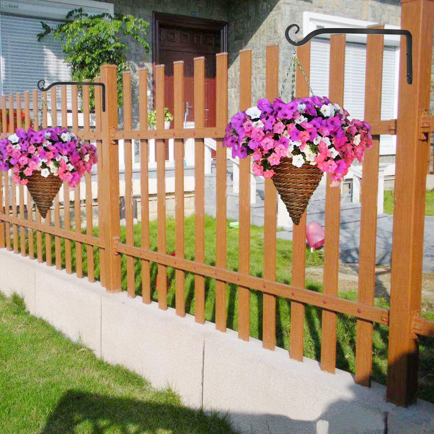 Detalle 2 de LOOGI Pflanzenhalterung & Blumenampelhalter aus Eisen mit Wandhaken, 25 cm – 2 Stück