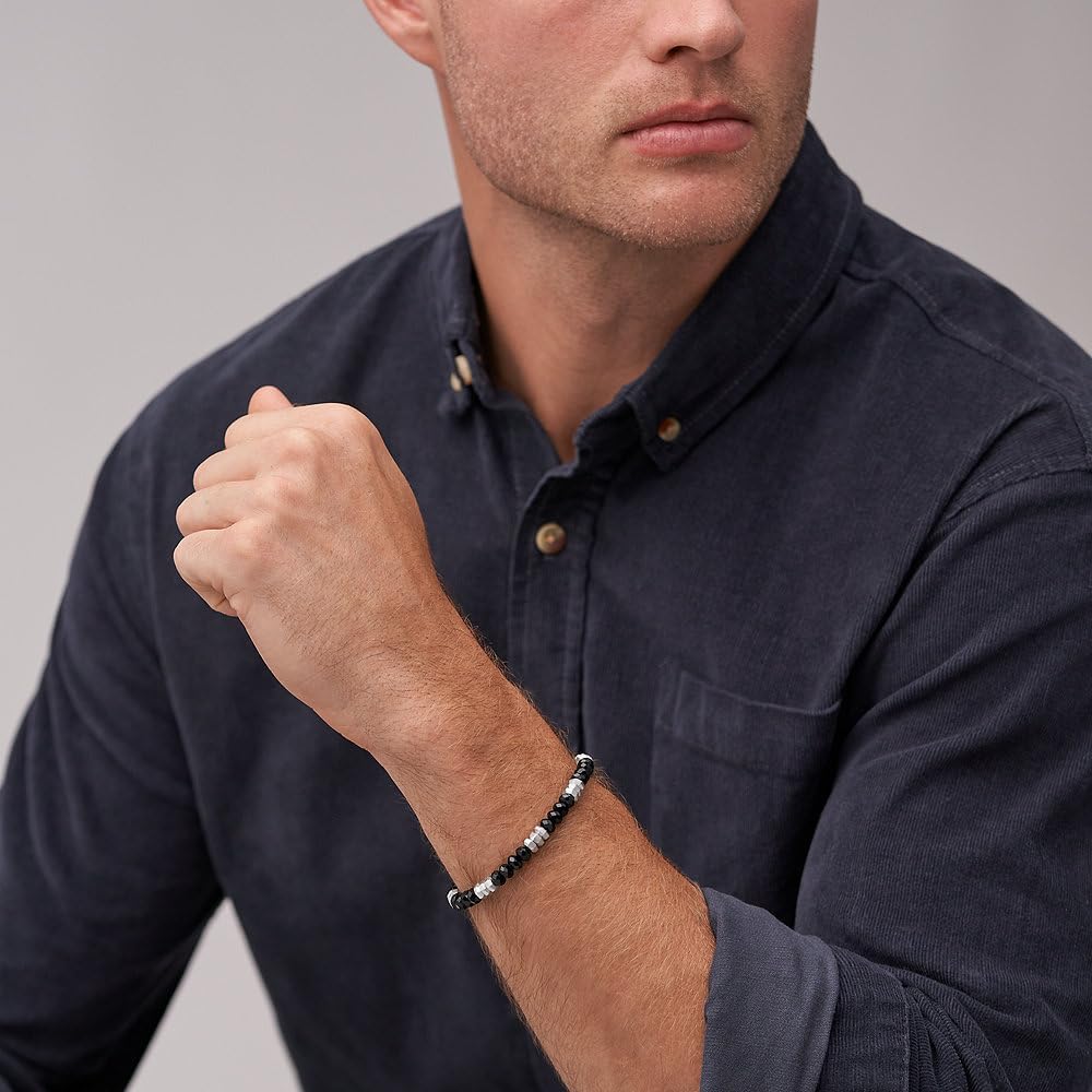 Thumbnail 2 de Bracelet Fossil homme en acier inoxydable à perles et fermeture coulissante