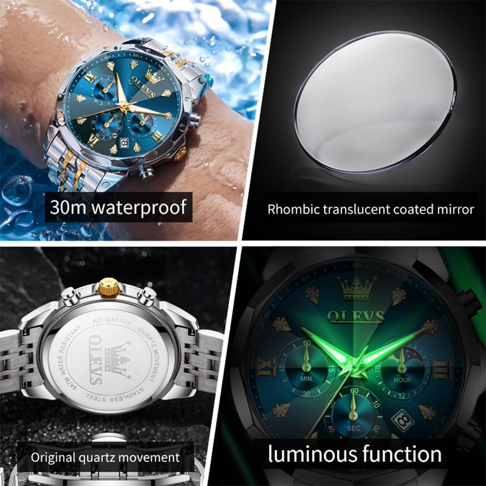 Detalle 2 de OLEVS Quarz Business Uhr mit Chronograph