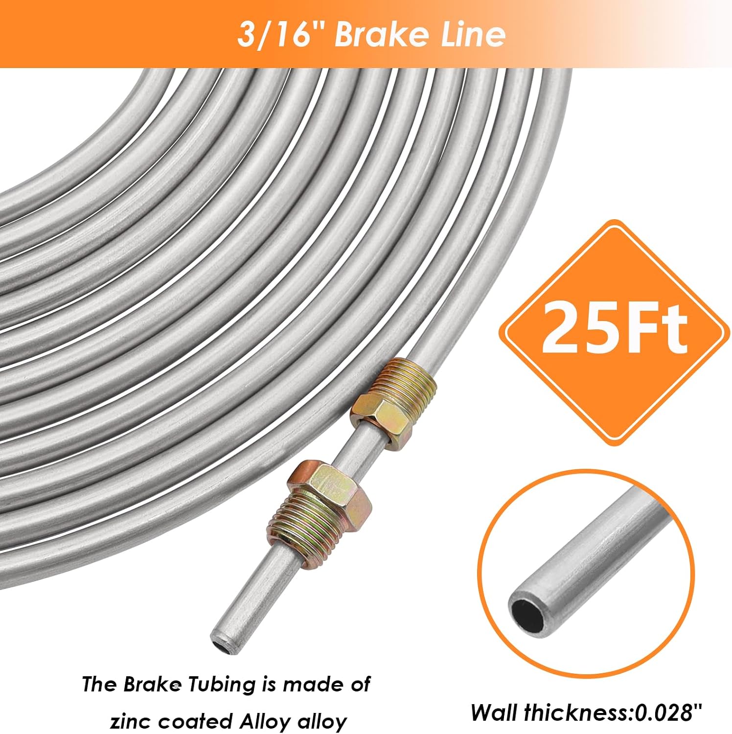 Detalle de Eoppen 25 ft 3/16" Zinc Coated Alloy Brake Line Kit with Tube Bender and Double & Single Flaring Tool