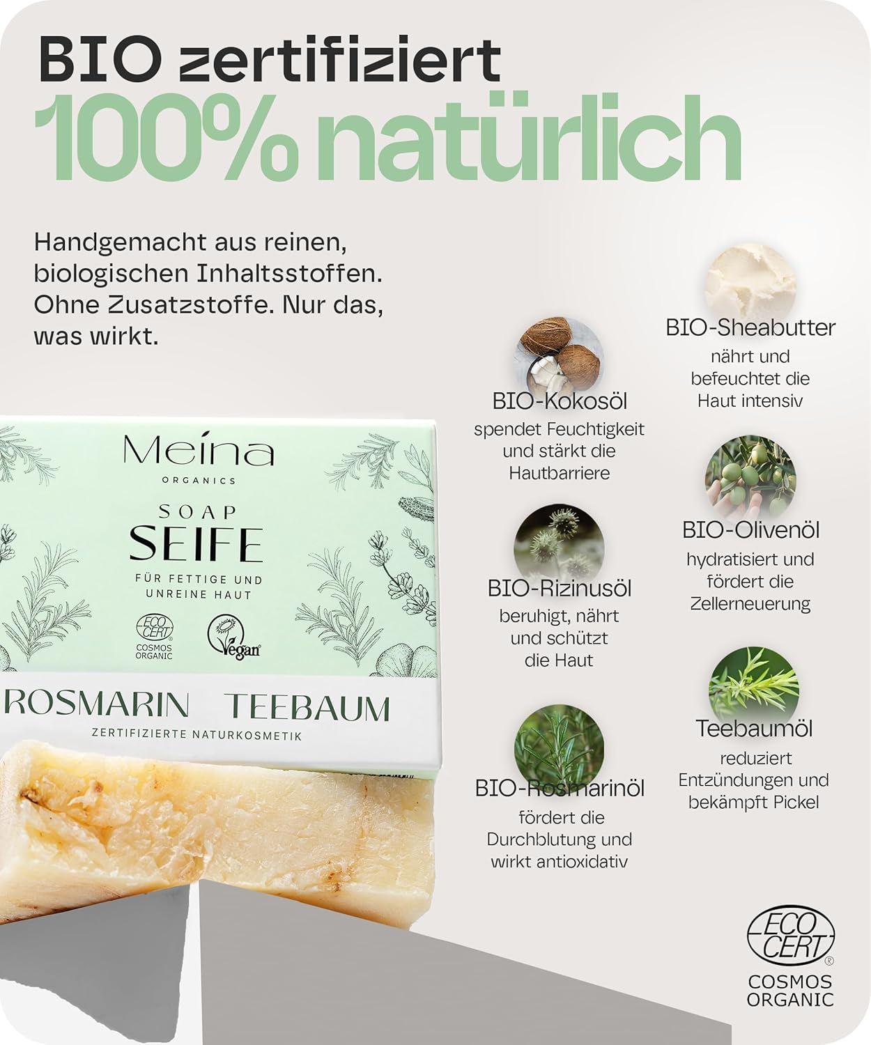 Detalle 2 de Meina Naturkosmetik Teebaumöl Seife 100g