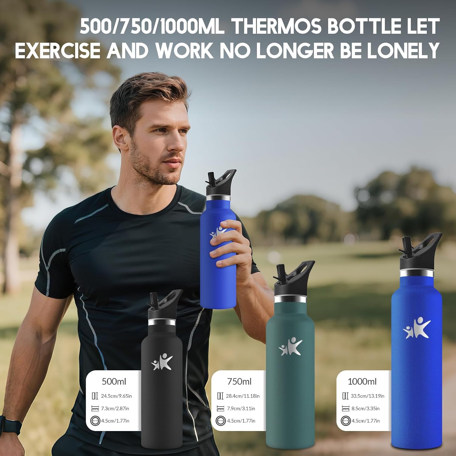 Detalle 1 de HoneyHolly Botella Térmica 750 ML 🥤 Sin BPA, Acero Inoxidable