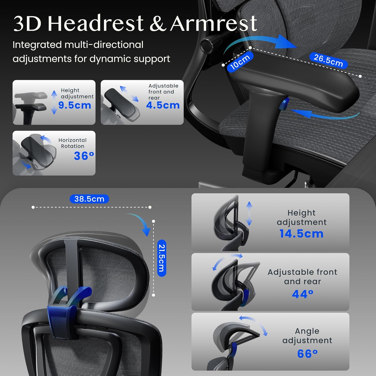 Thumbnail 6 de FLEXISPOT C5 Chaise de bureau ergonomique 3D