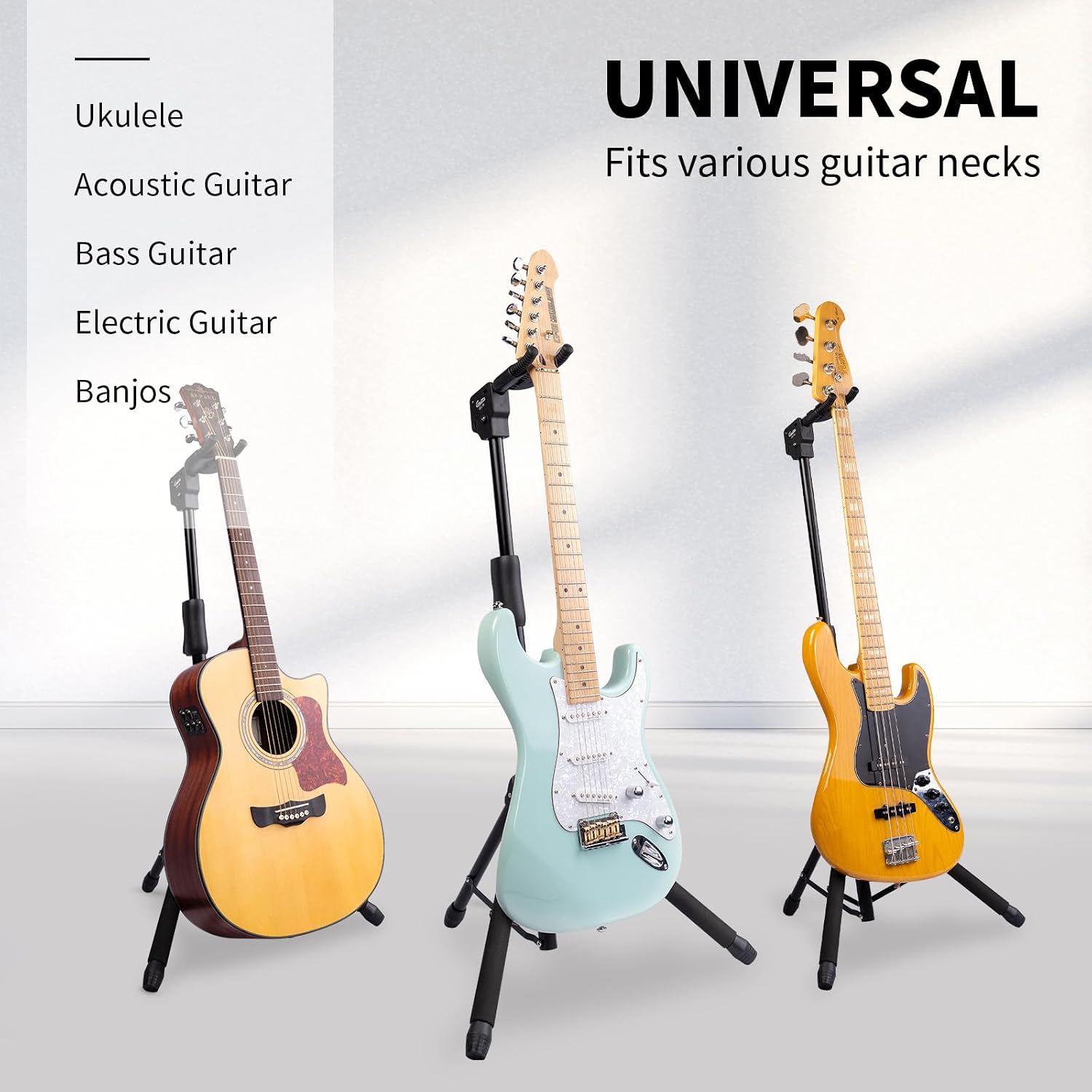 Detalle de GUITTO JOYO-GUITTO-GGS06 Guitar Stand with Auto-Lock, Adjustable, Foldable