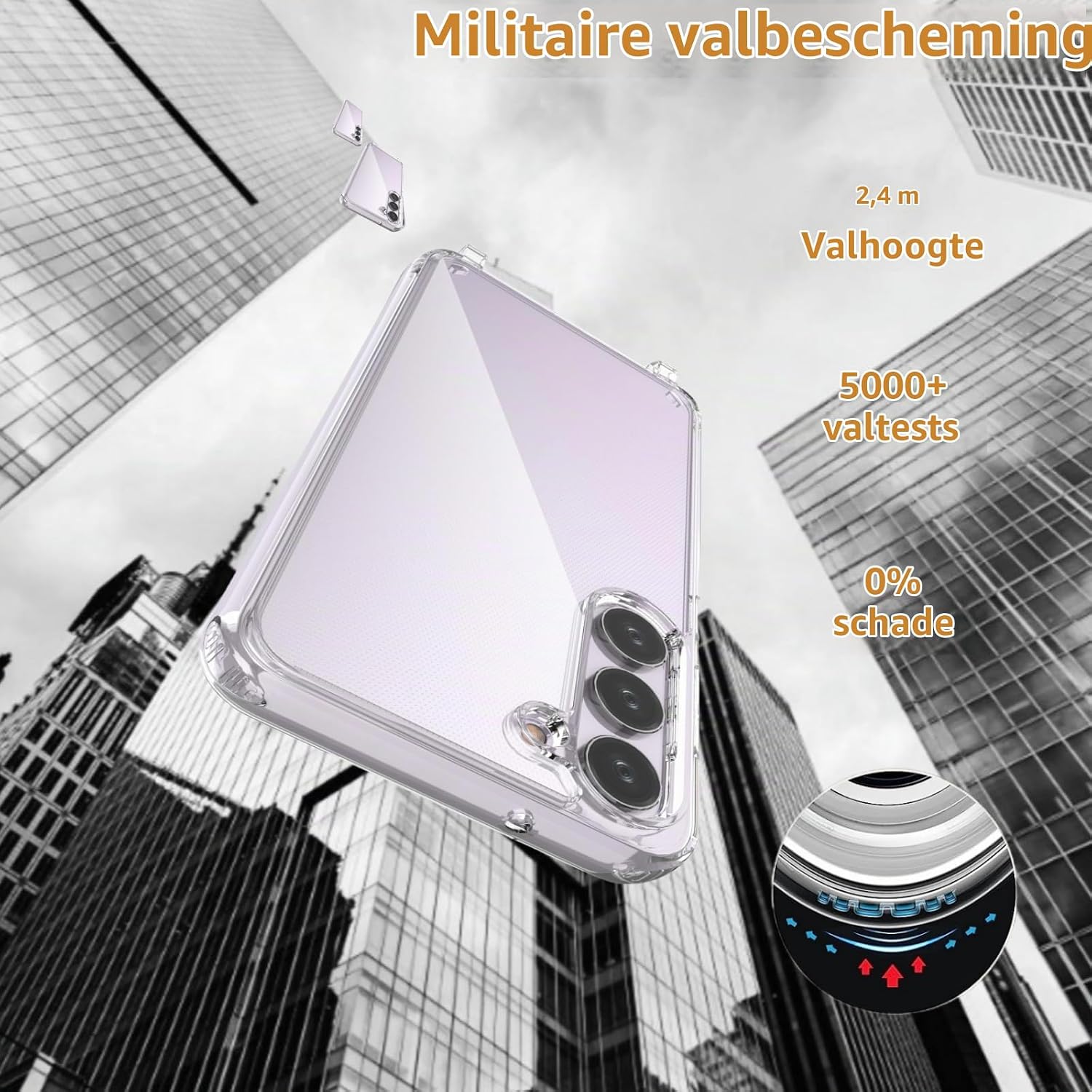 Thumbnail 3 de Vaykwo Galaxy S24 telefoonhoesje met verstelbaar, afneembaar koord, grijs