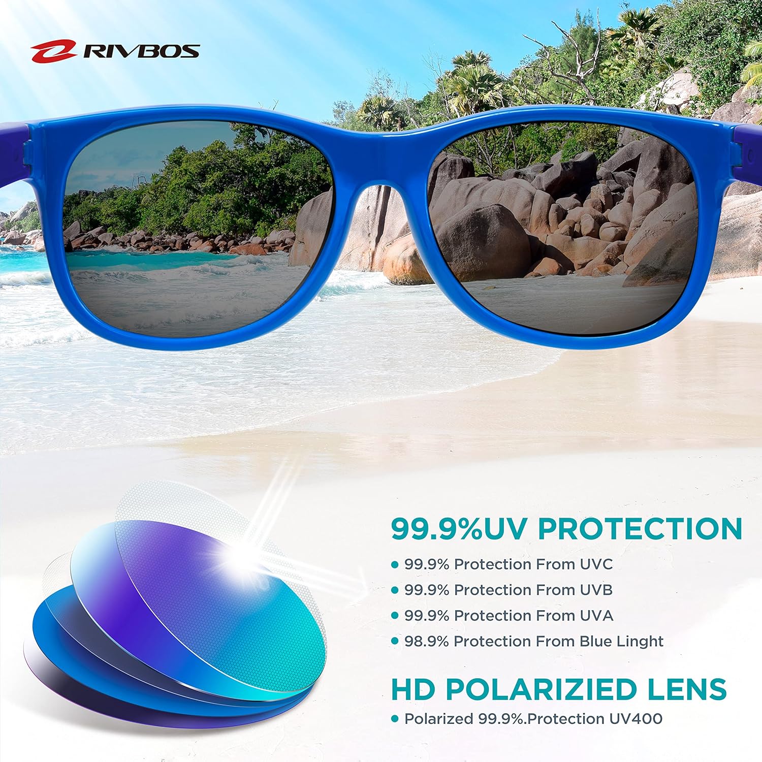 Thumbnail 2 de RIVBOS Kids Polarized Sunglasses UV400 3-10