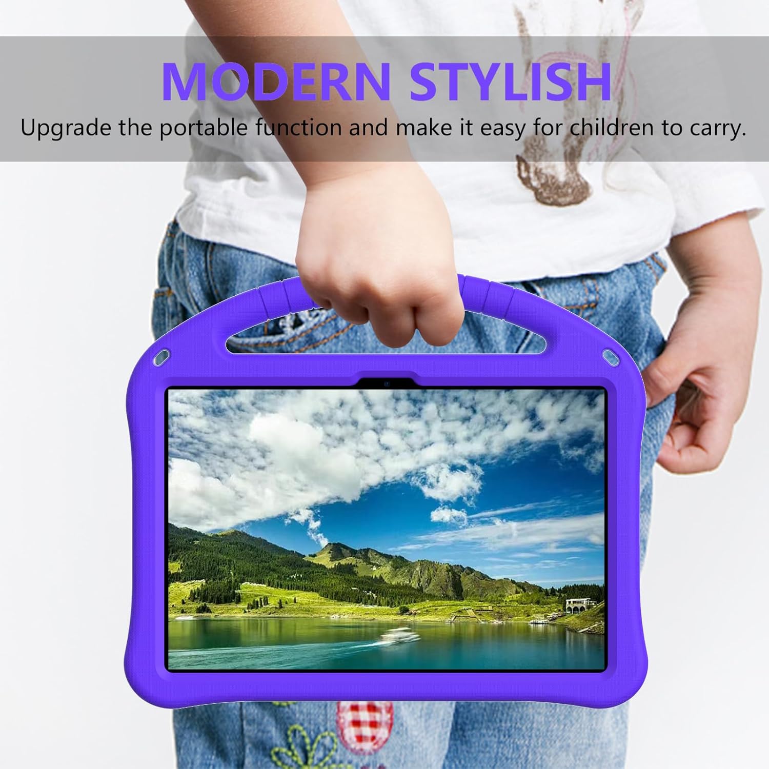 Detalle 2 de YRH Kids EVA Shockproof Case for Doogee U11 Tablet (2025) with Stand and Handle – Purple