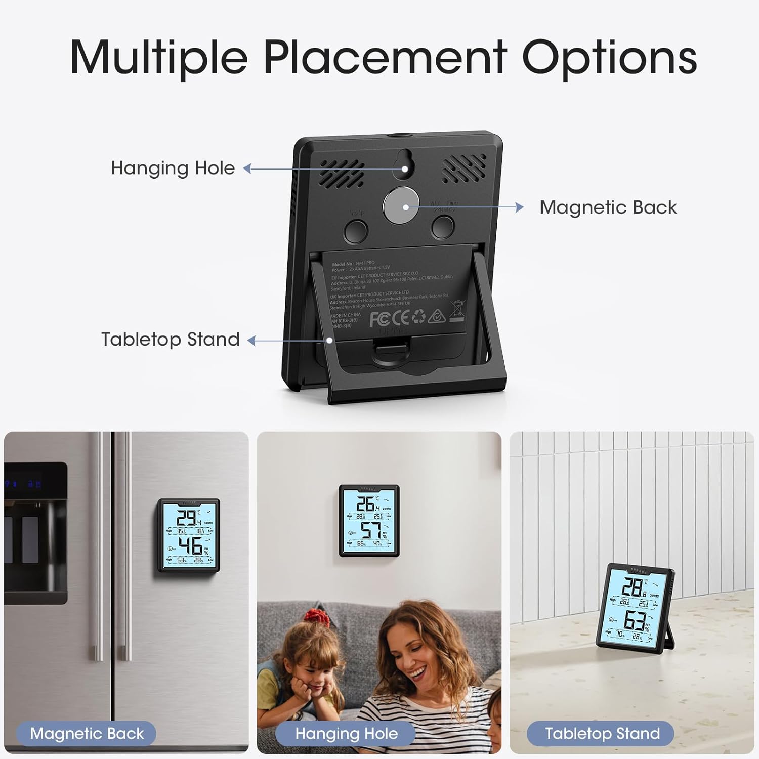 Thumbnail 5 de DOQAUS Room Thermometer & Thermo-Hygrometer (Digital, 3.4in LCD, High/Low History) for Nursery, Greenhouse & Basements